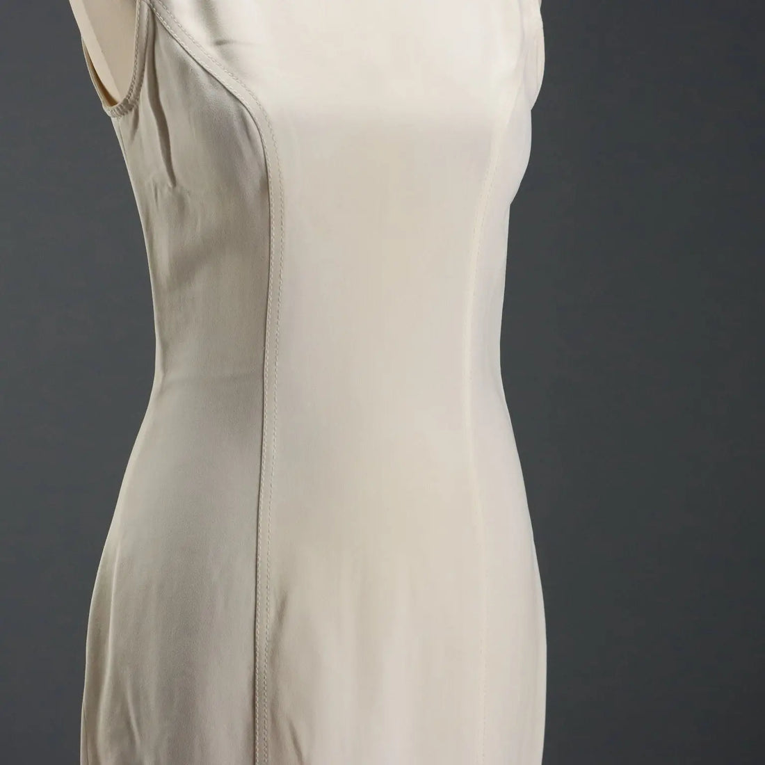 Gai Mattiolo White Dress Acetate Viscosa UK Size 14 1990s