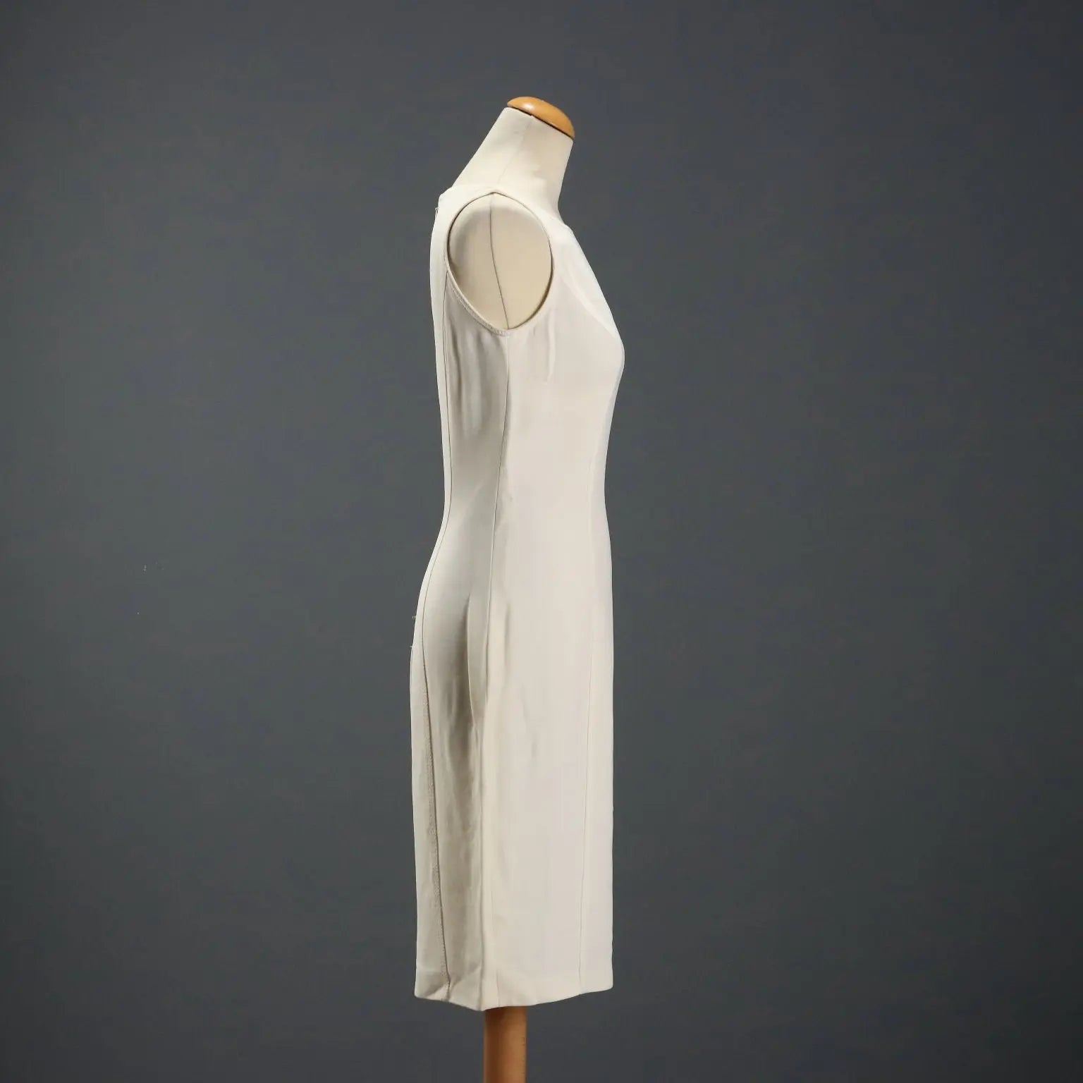 Gai Mattiolo White Dress Acetate Viscosa UK Size 14 1990s