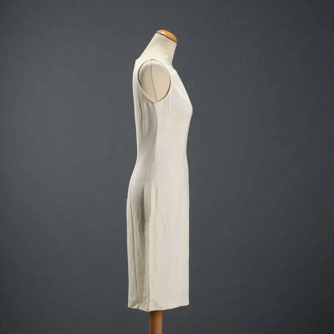 Gai Mattiolo White Dress Acetate Viscosa UK Size 14 1990s