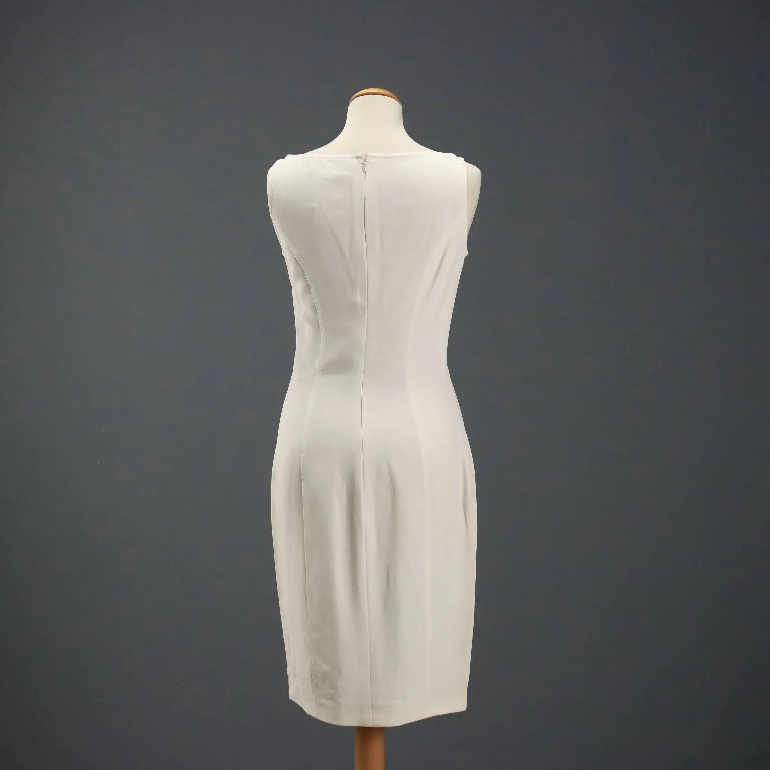Gai Mattiolo White Dress Acetate Viscosa UK Size 14 1990s