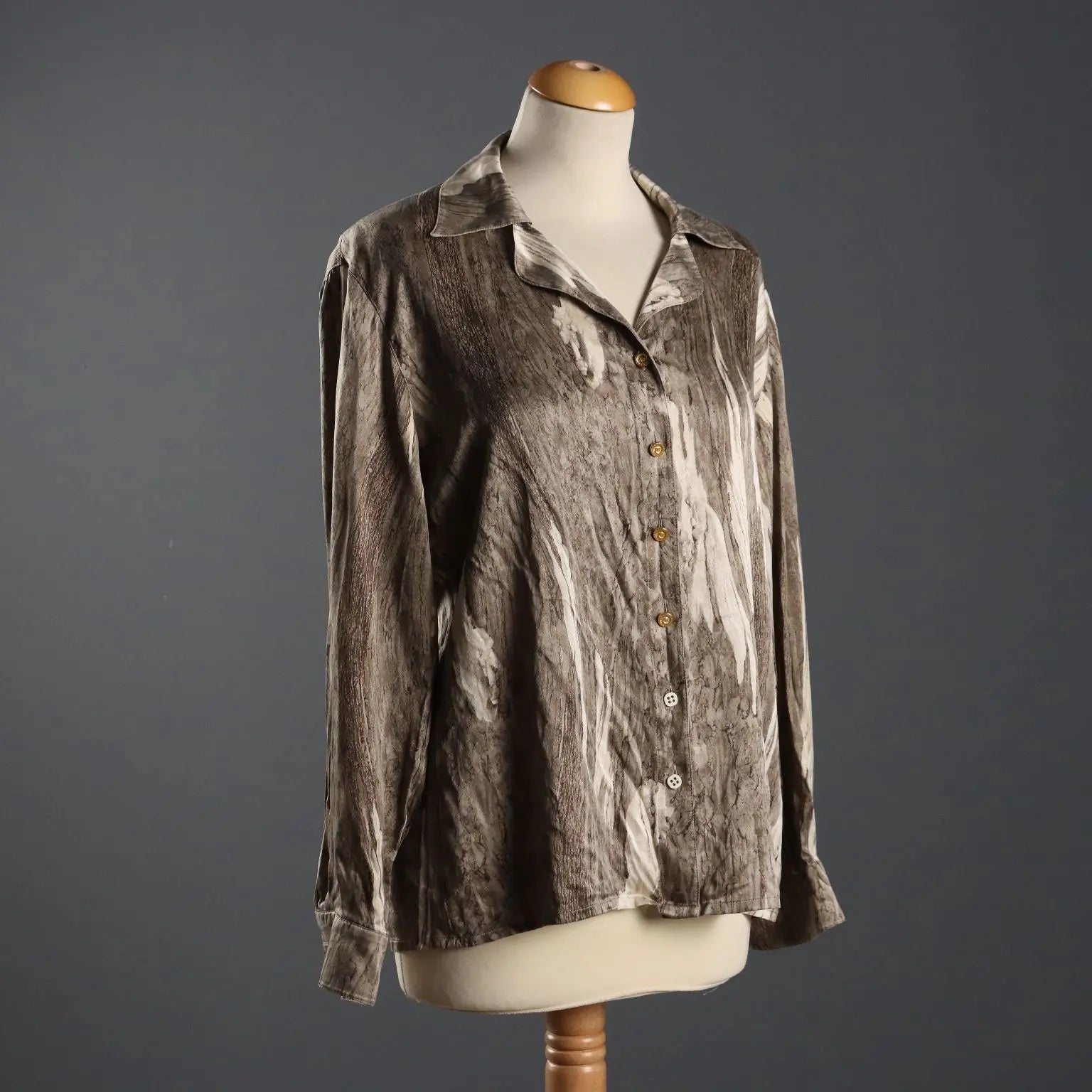 Escada Vintage Printed Shirt Silk UK Size 12 Germany 1980s