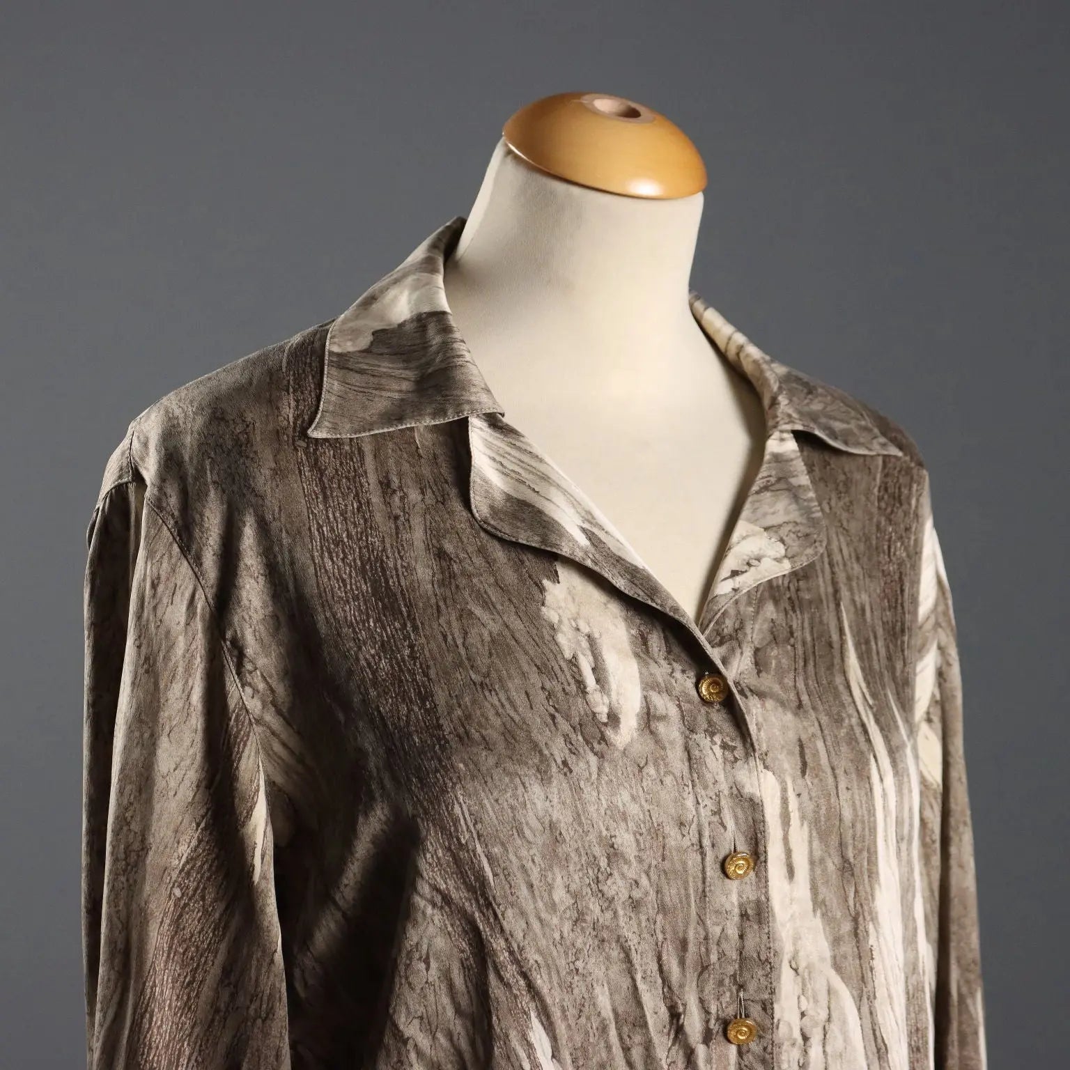 Escada Vintage Printed Shirt Silk UK Size 12 Germany 1980s
