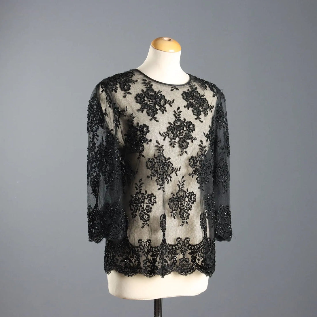 Vintage Tulle Sweater with Embroidery UK Size 14 1980s