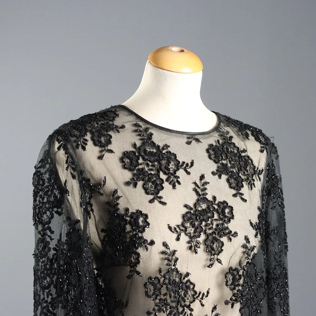 Vintage Tulle Sweater with Embroidery UK Size 14 1980s