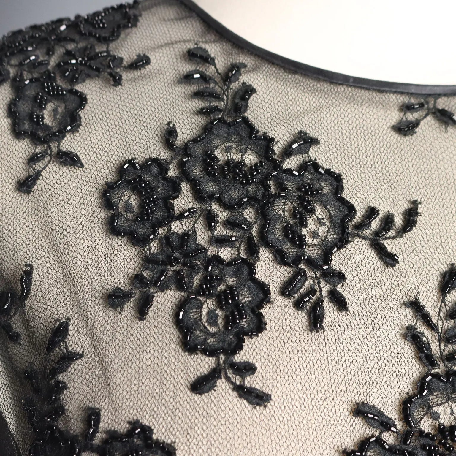 Vintage Tulle Sweater with Embroidery UK Size 14 1980s