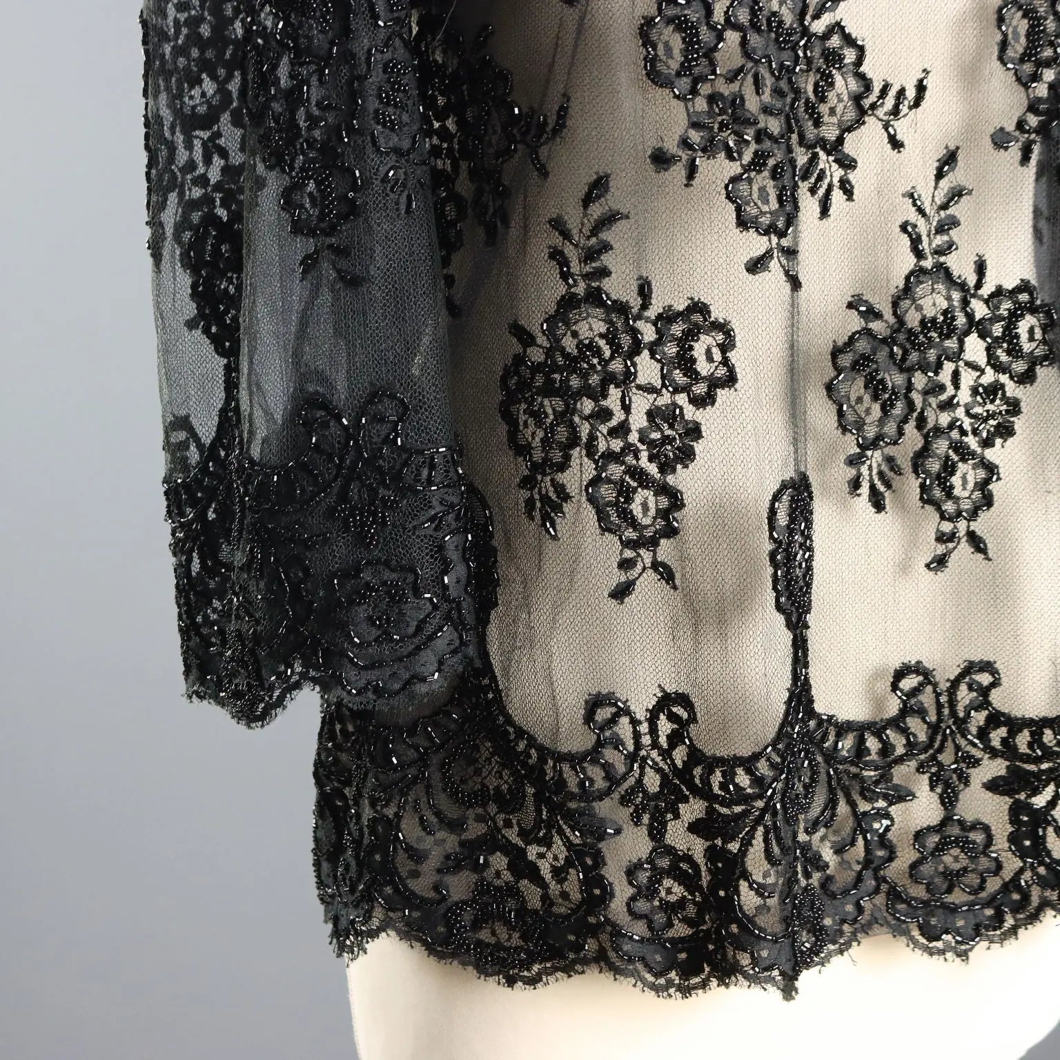 Vintage Tulle Sweater with Embroidery UK Size 14 1980s
