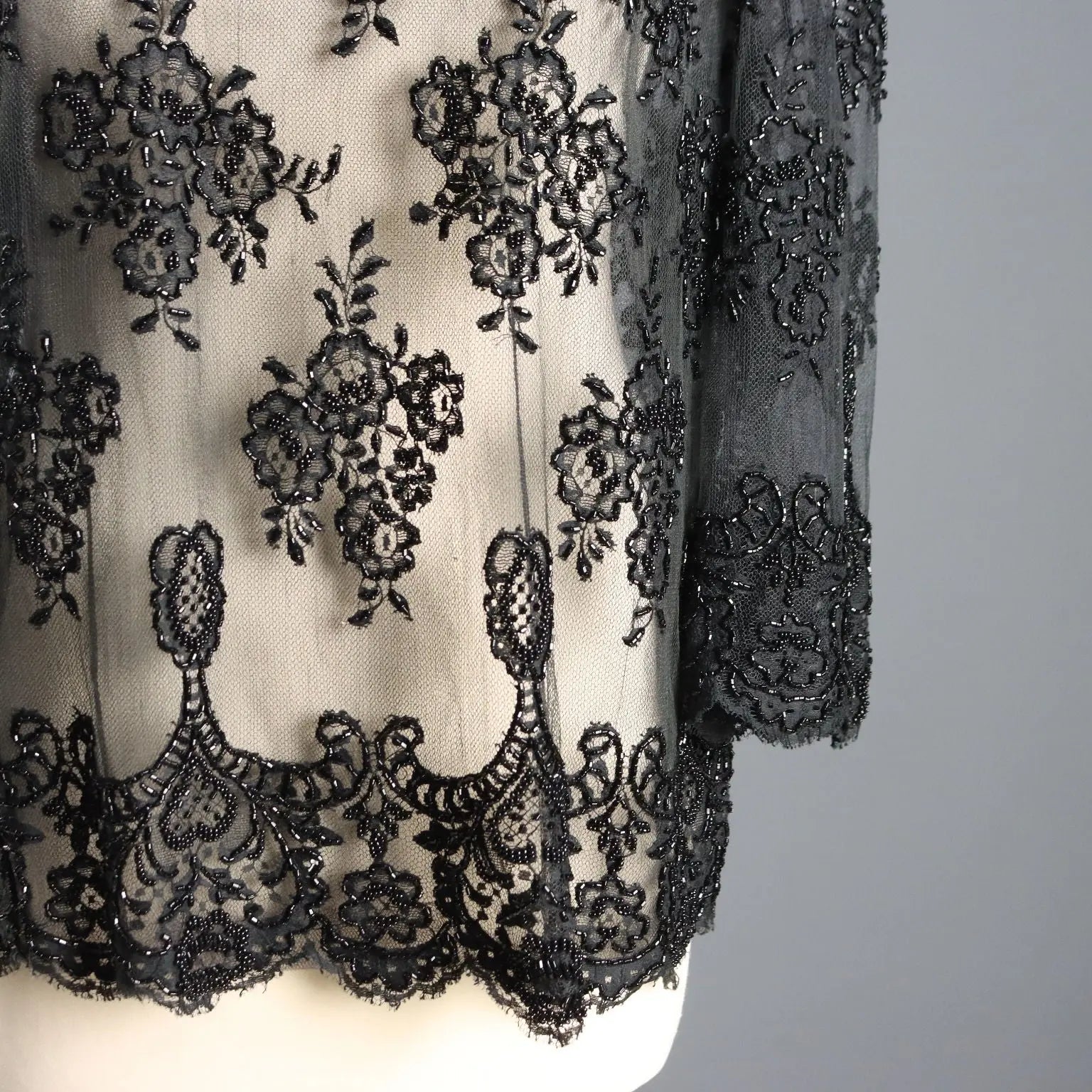 Vintage Tulle Sweater with Embroidery UK Size 14 1980s