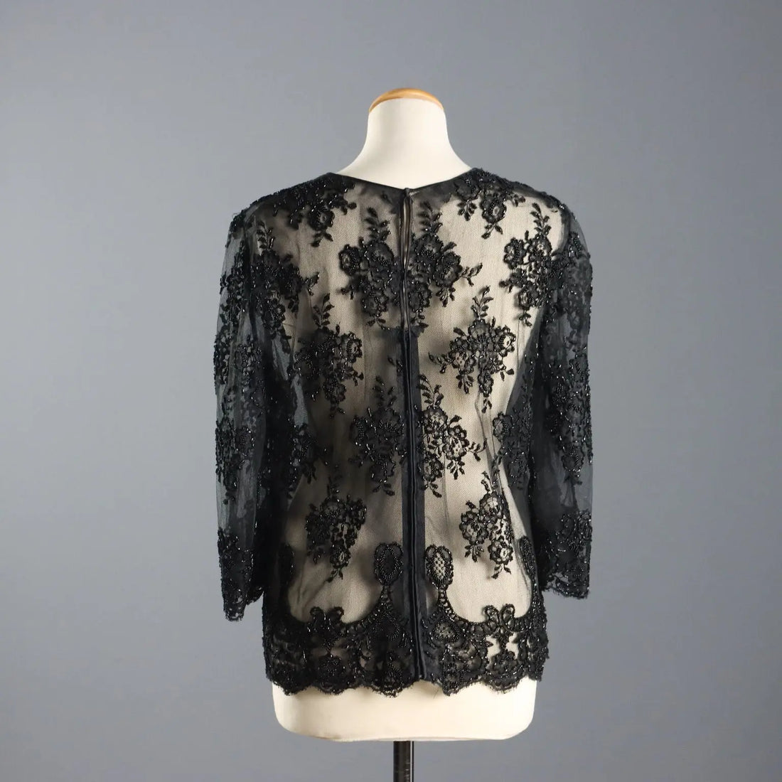 Vintage Tulle Sweater with Embroidery UK Size 14 1980s