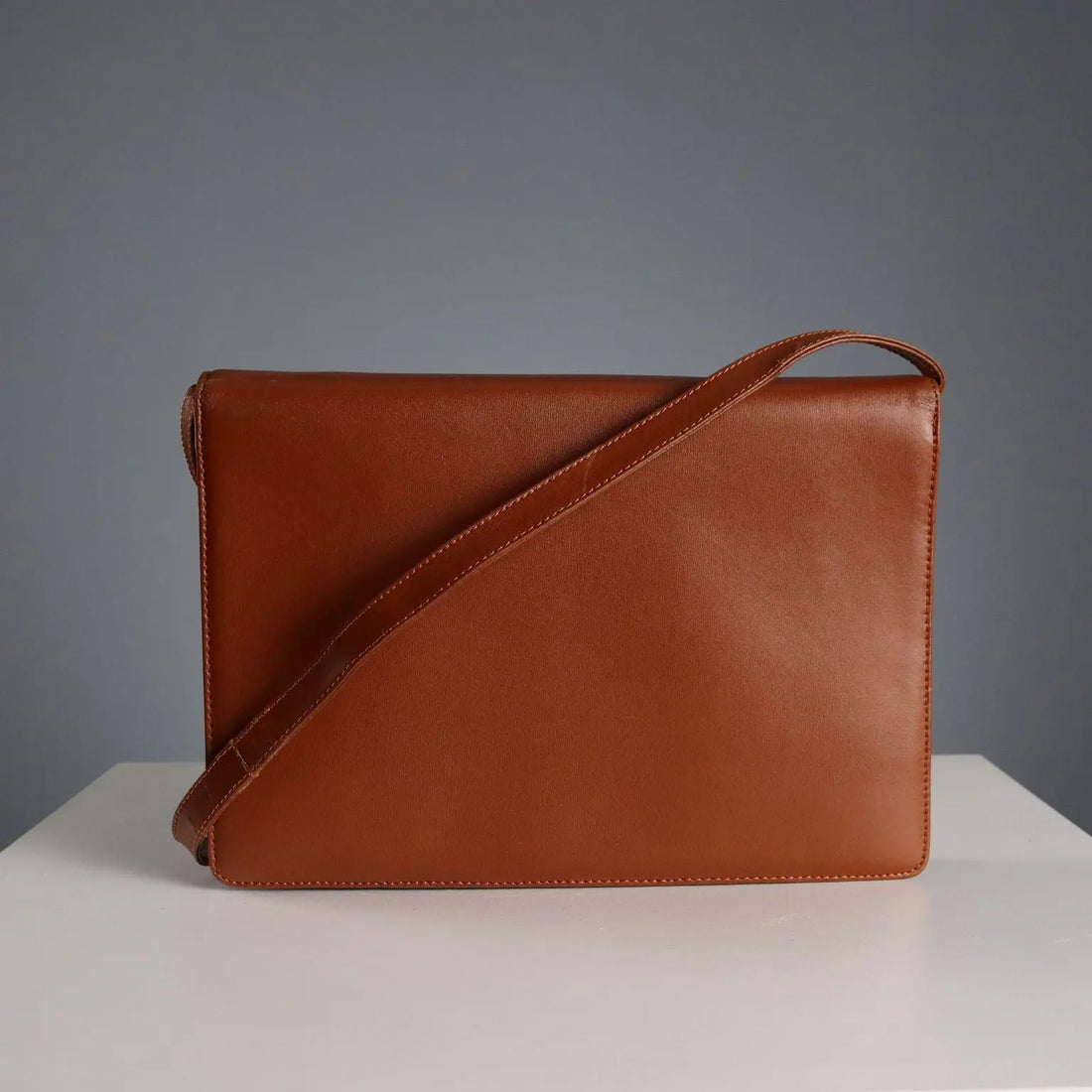 Mila Schön Vintage Bag Brown Leather Metal Italy 1980s