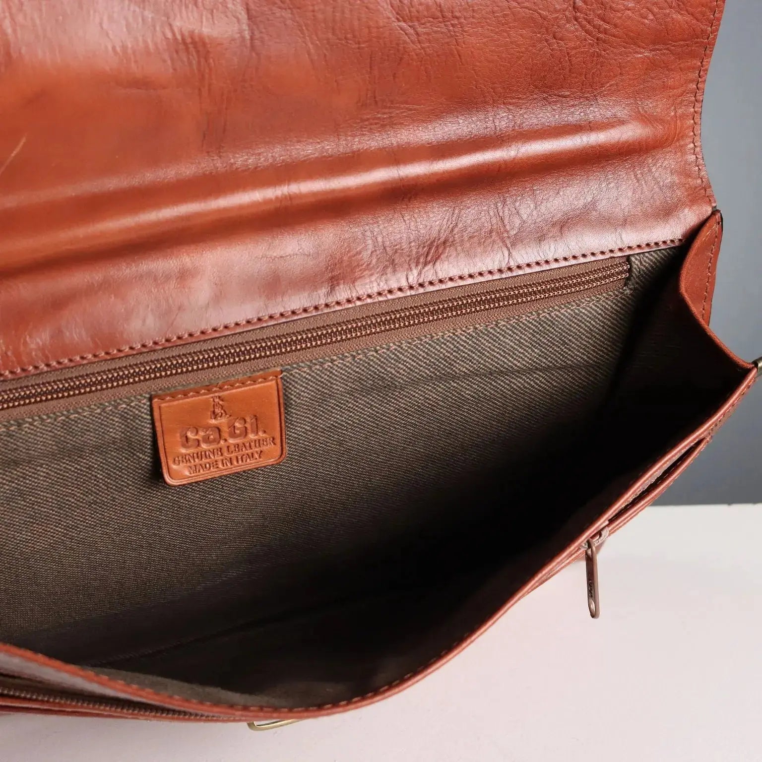 Ca.Gi. Briefcase and Document Holder Leather Italy 1990s