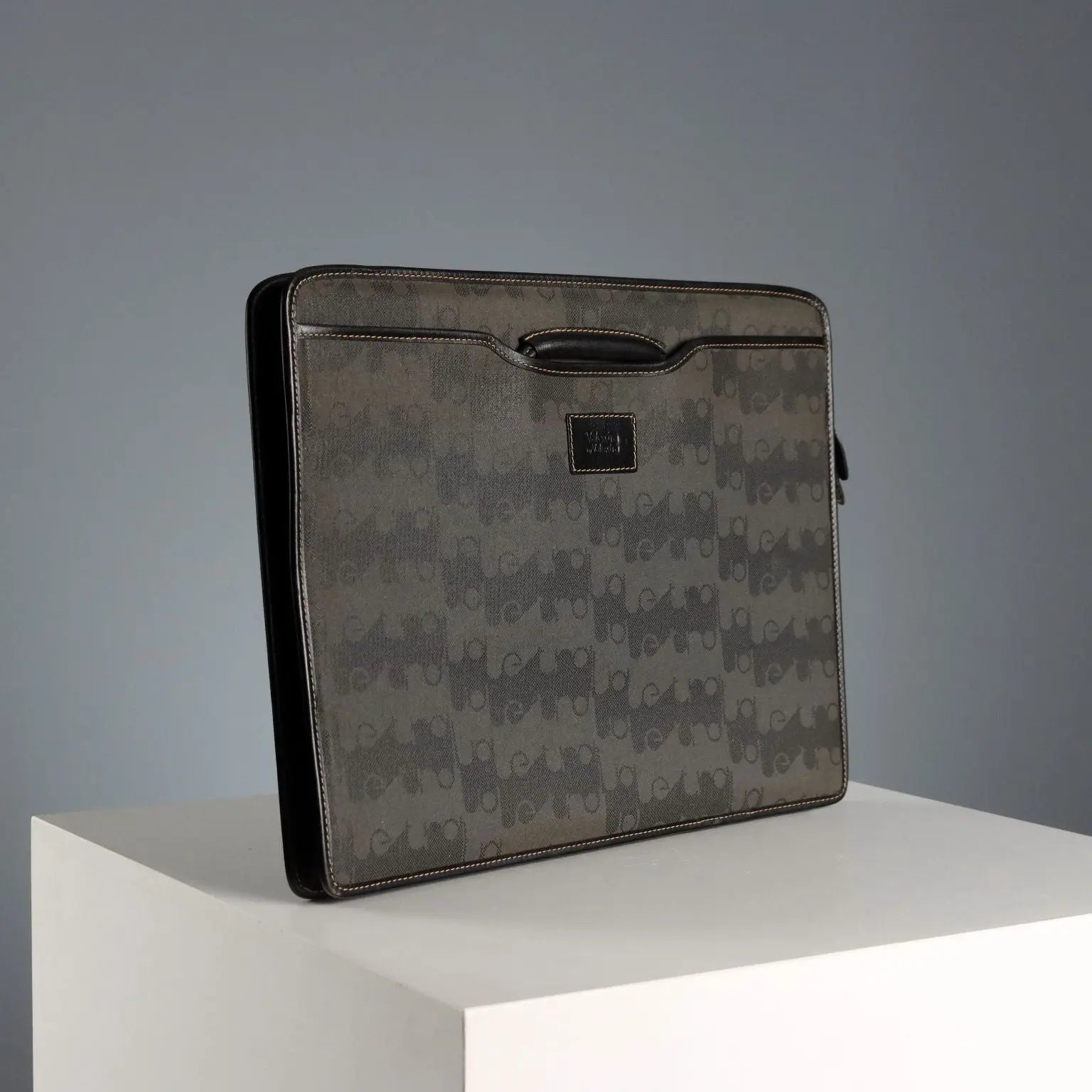 Valextra Suitcase Bag Monogram Canvas Leather Italy 1980s