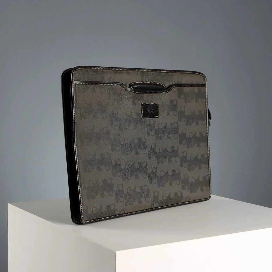 Valextra Suitcase Bag Monogram Canvas Leather Italy 1980s