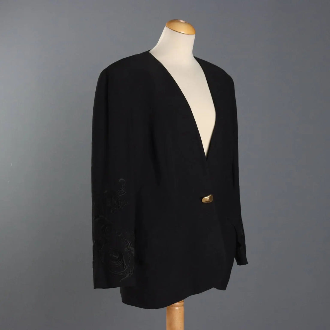 Ferré Vintage Black Jacket UK Size 16 Italy 1990s