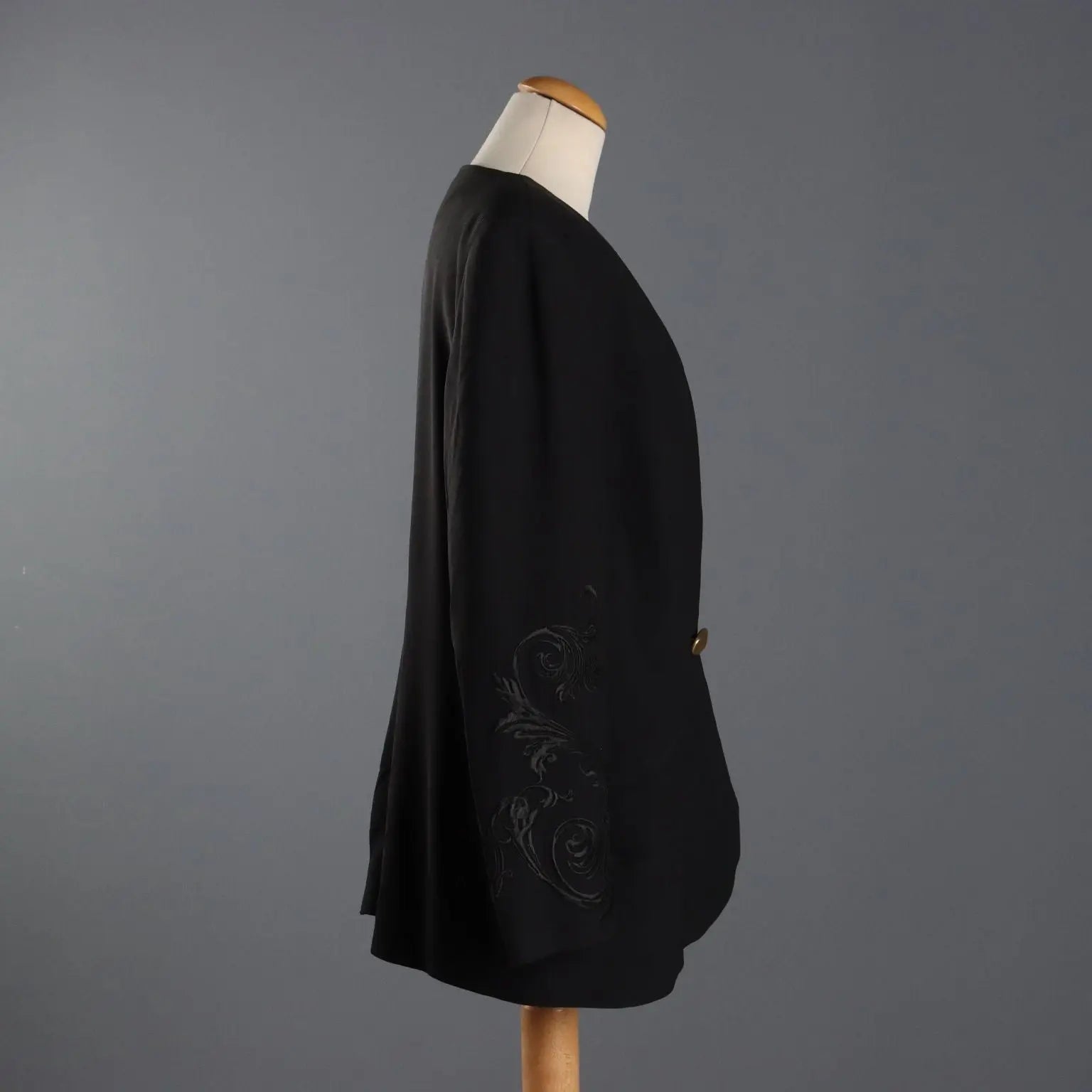 Ferré Vintage Black Jacket UK Size 16 Italy 1990s