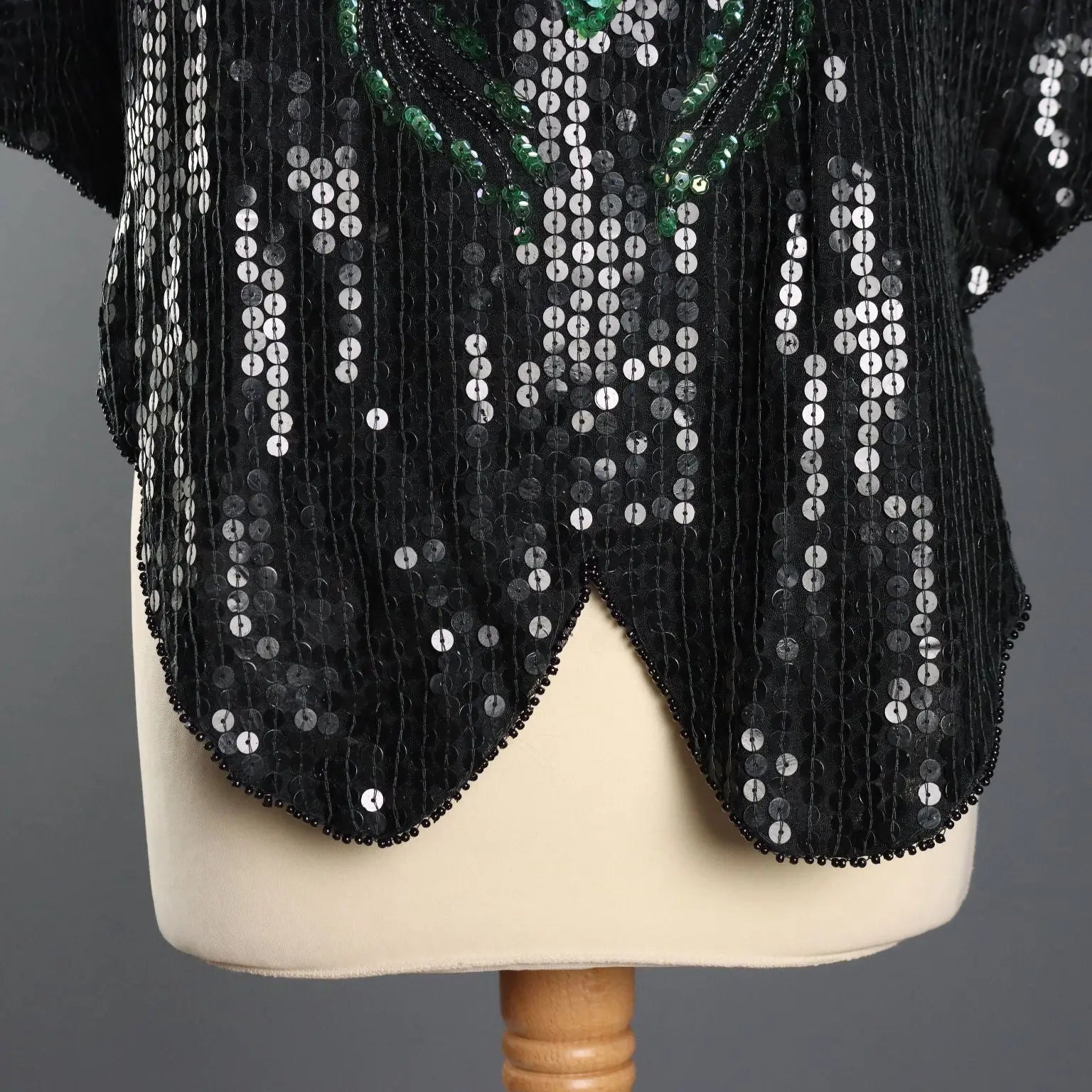 Vintage Embroidered T-Shirt Unique Size Black Tulle 1980s