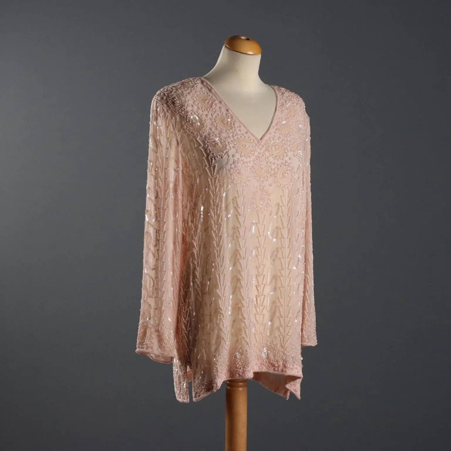 Vintage Pink Shirt Embroidered Silk UK Size 14 Italy 1980s