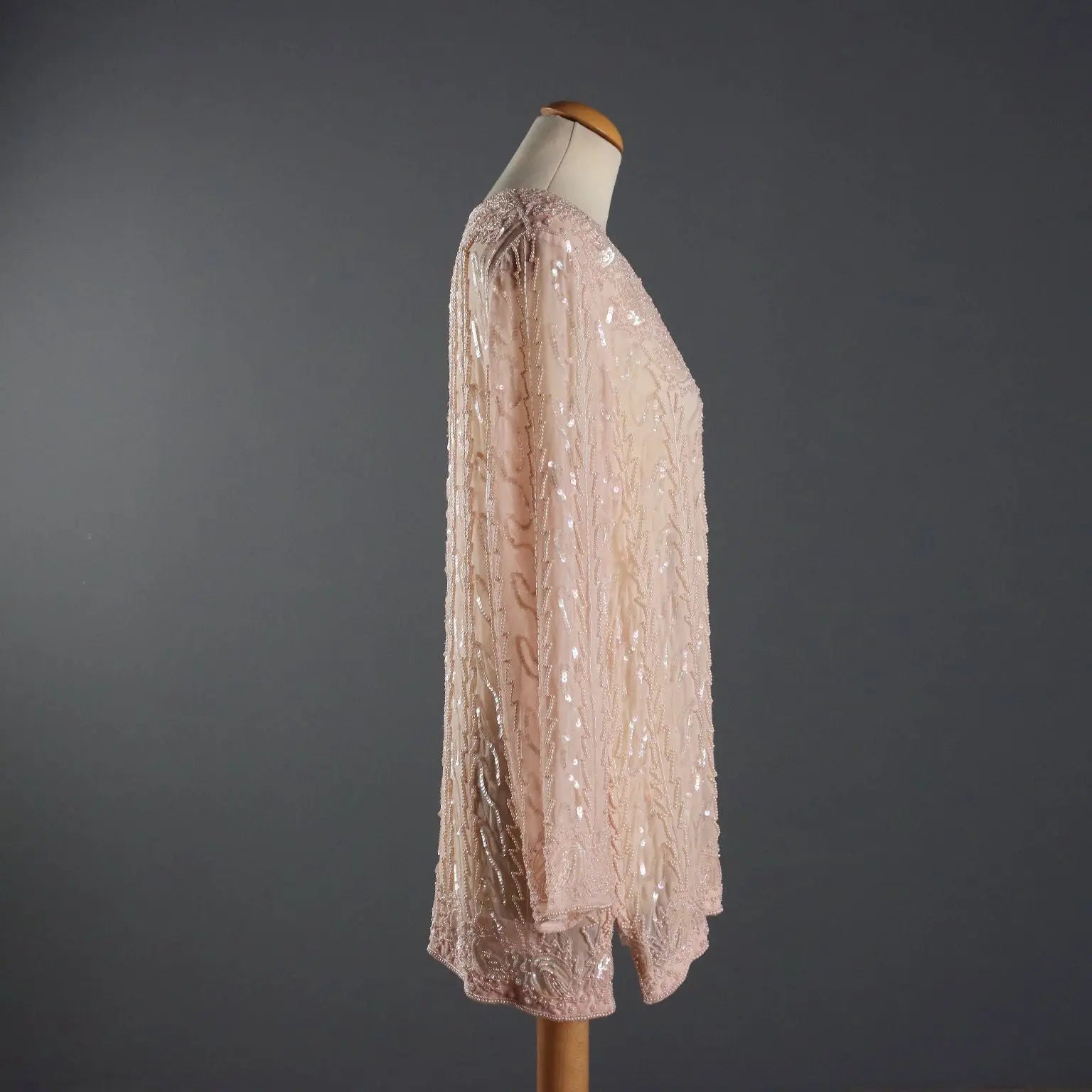 Vintage Pink Shirt Embroidered Silk UK Size 14 Italy 1980s