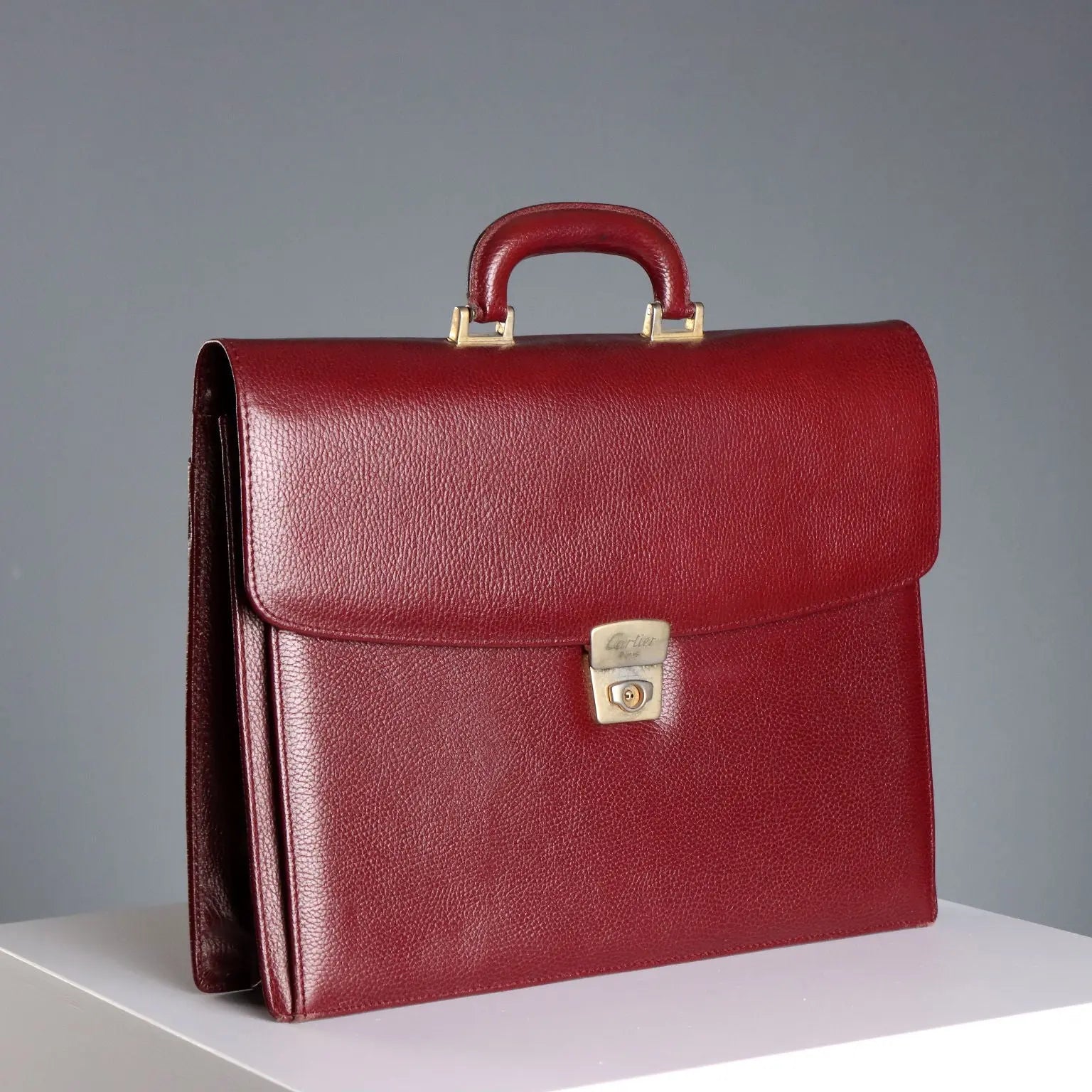Cartier Vintage Briefcase Burgundy Leather France 1980s