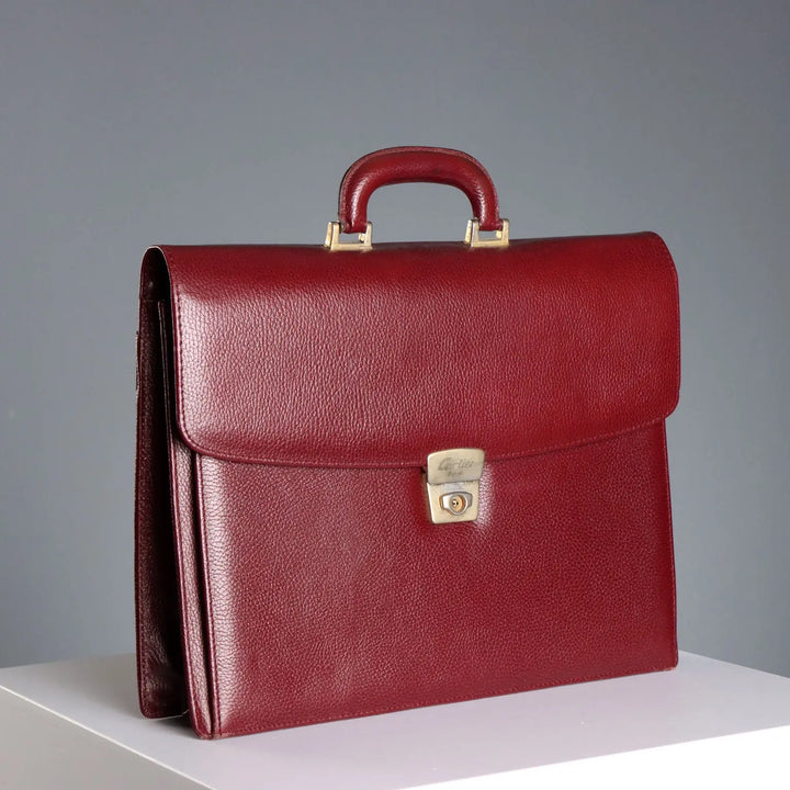 Cartier Vintage Briefcase Burgundy Leather France 1980s