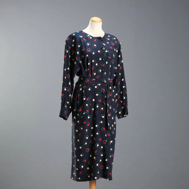 Les Copains Vintage Floral Dress Viscosa UK Size 12 1980s-90s