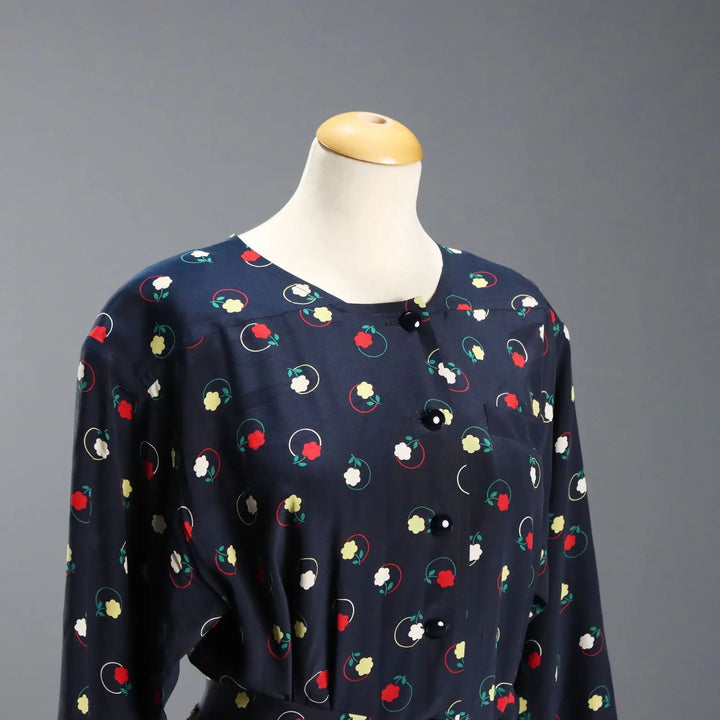 Les Copains Vintage Floral Dress Viscosa UK Size 12 1980s-90s
