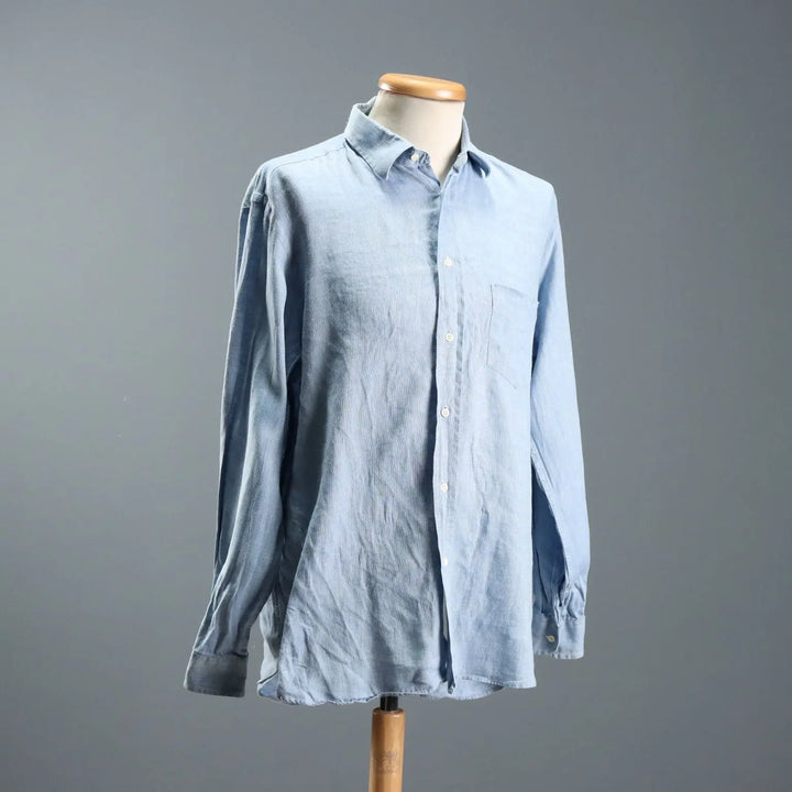 Fendi Vintage Men's Shirt Linen UK Size 42 Italy 1980s-1990s