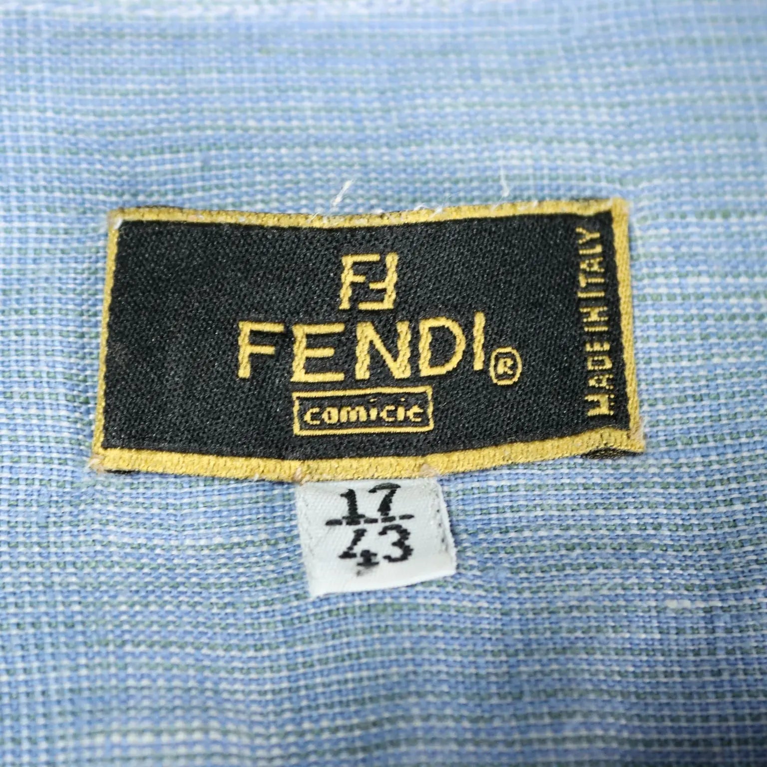 Fendi Vintage Men's Shirt Linen UK Size 42 Italy 1980s-1990s