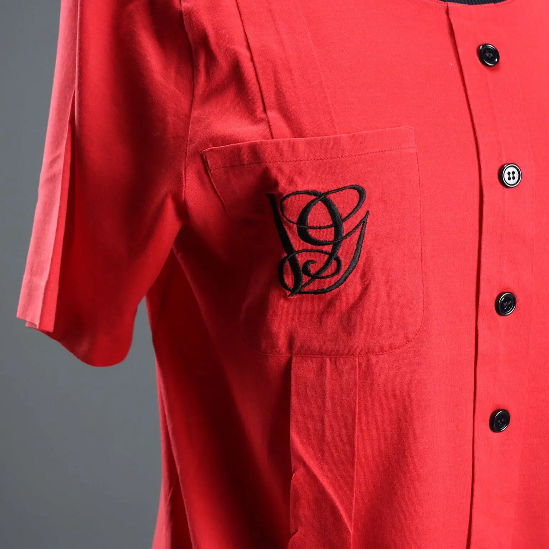 Valentino Vintage Shirt Red Cotton Satin UK Size 14 Italy 1980s
