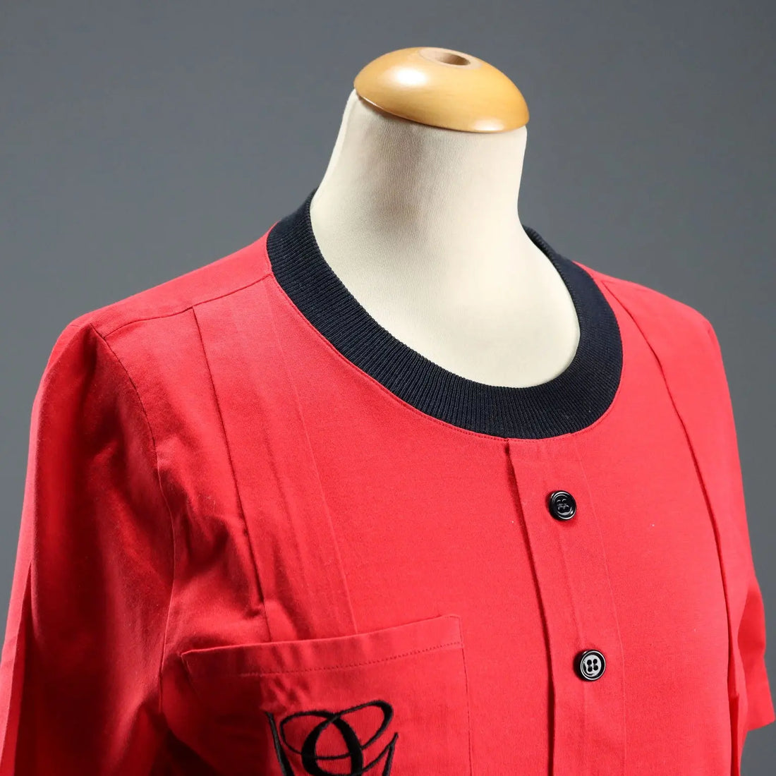 Valentino Vintage Shirt Red Cotton Satin UK Size 14 Italy 1980s