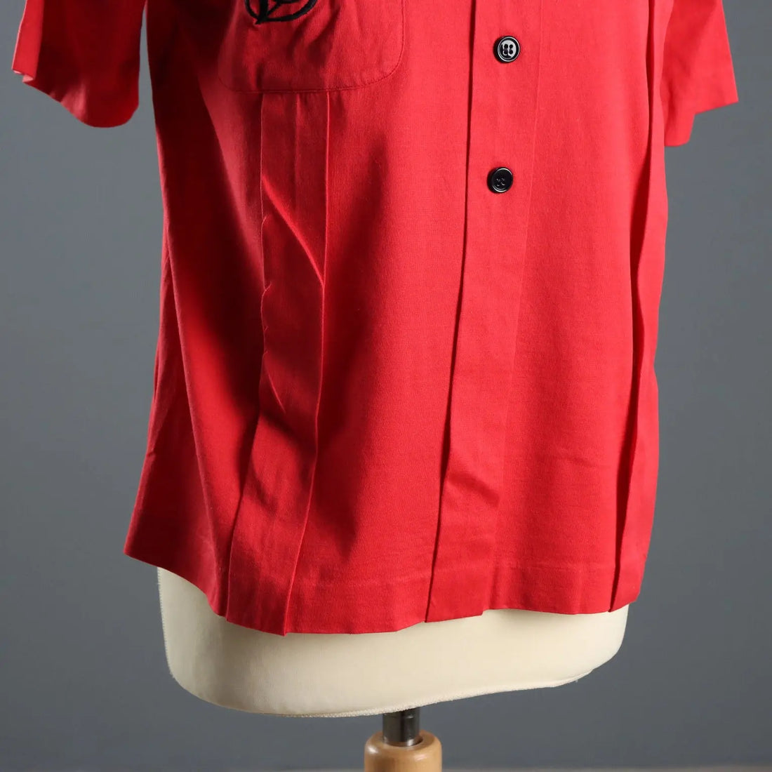 Valentino Vintage Shirt Red Cotton Satin UK Size 14 Italy 1980s