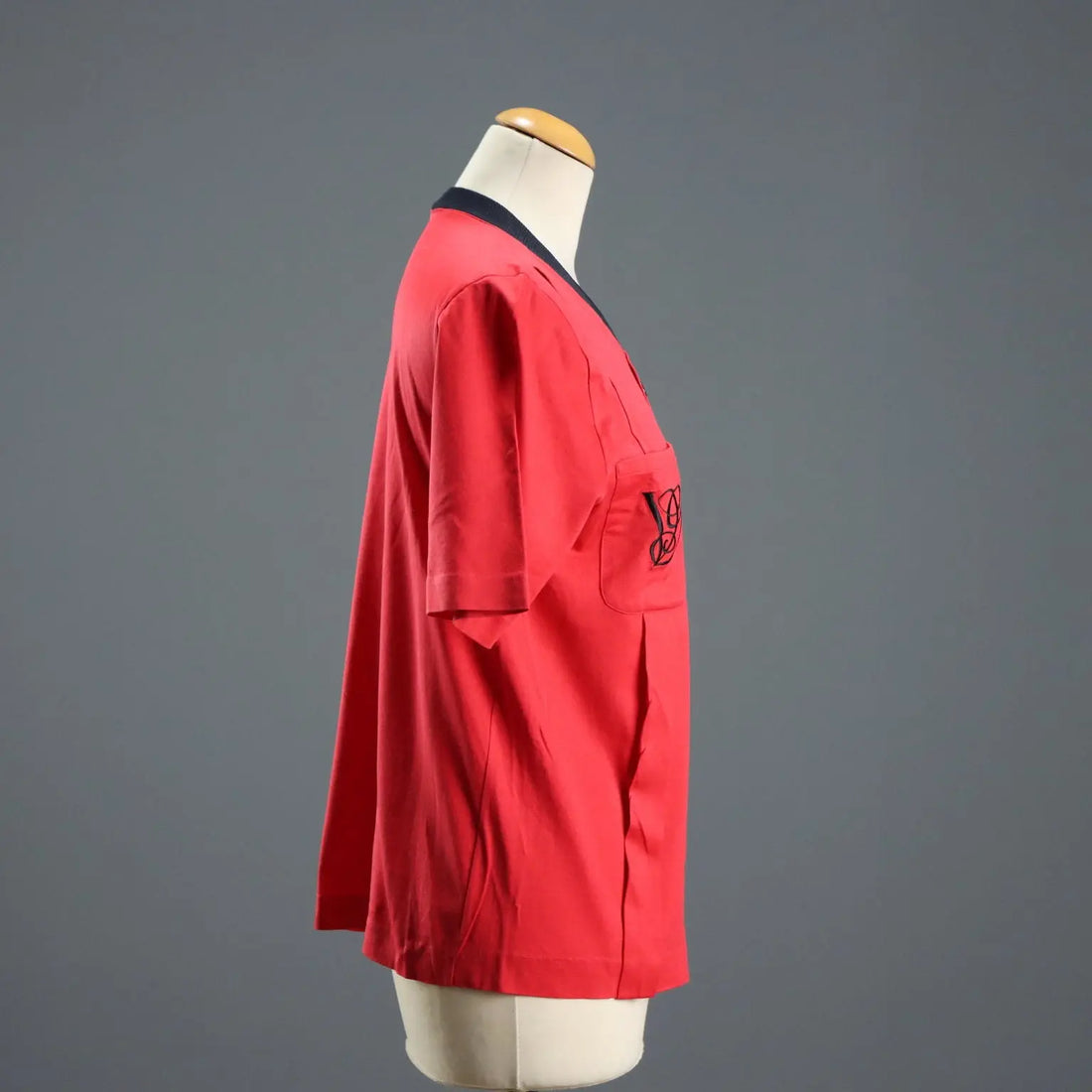 Valentino Vintage Shirt Red Cotton Satin UK Size 14 Italy 1980s
