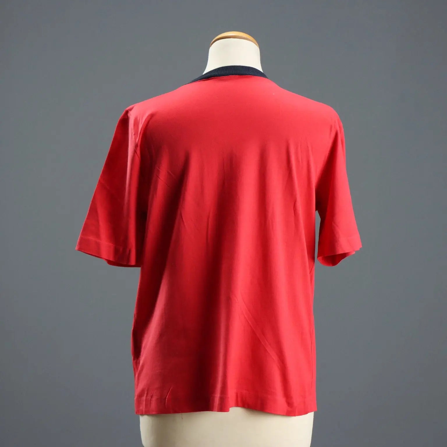 Valentino Vintage Shirt Red Cotton Satin UK Size 14 Italy 1980s