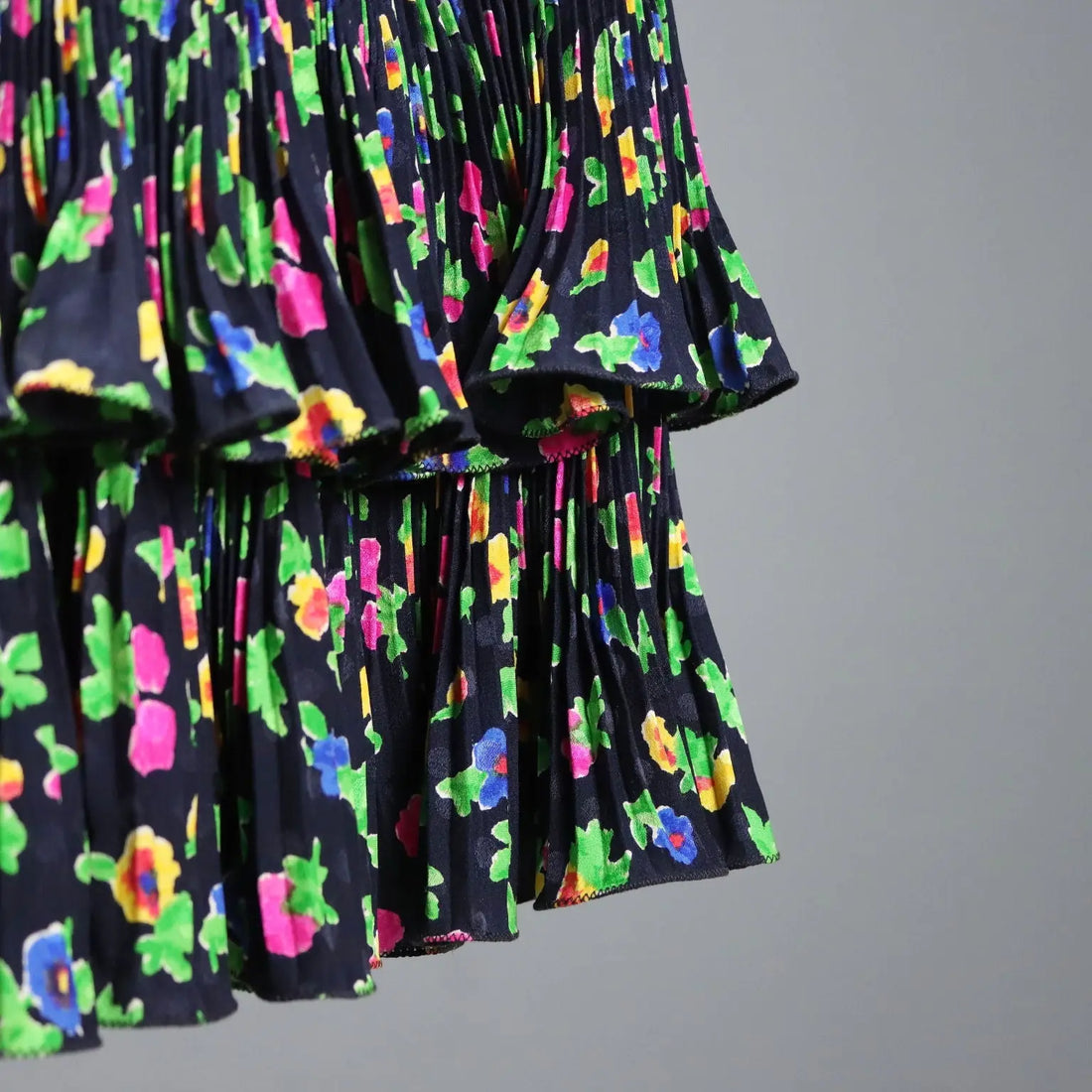 Vintage Dress Flowered Silk Multicoloured UK Size 12 1980s