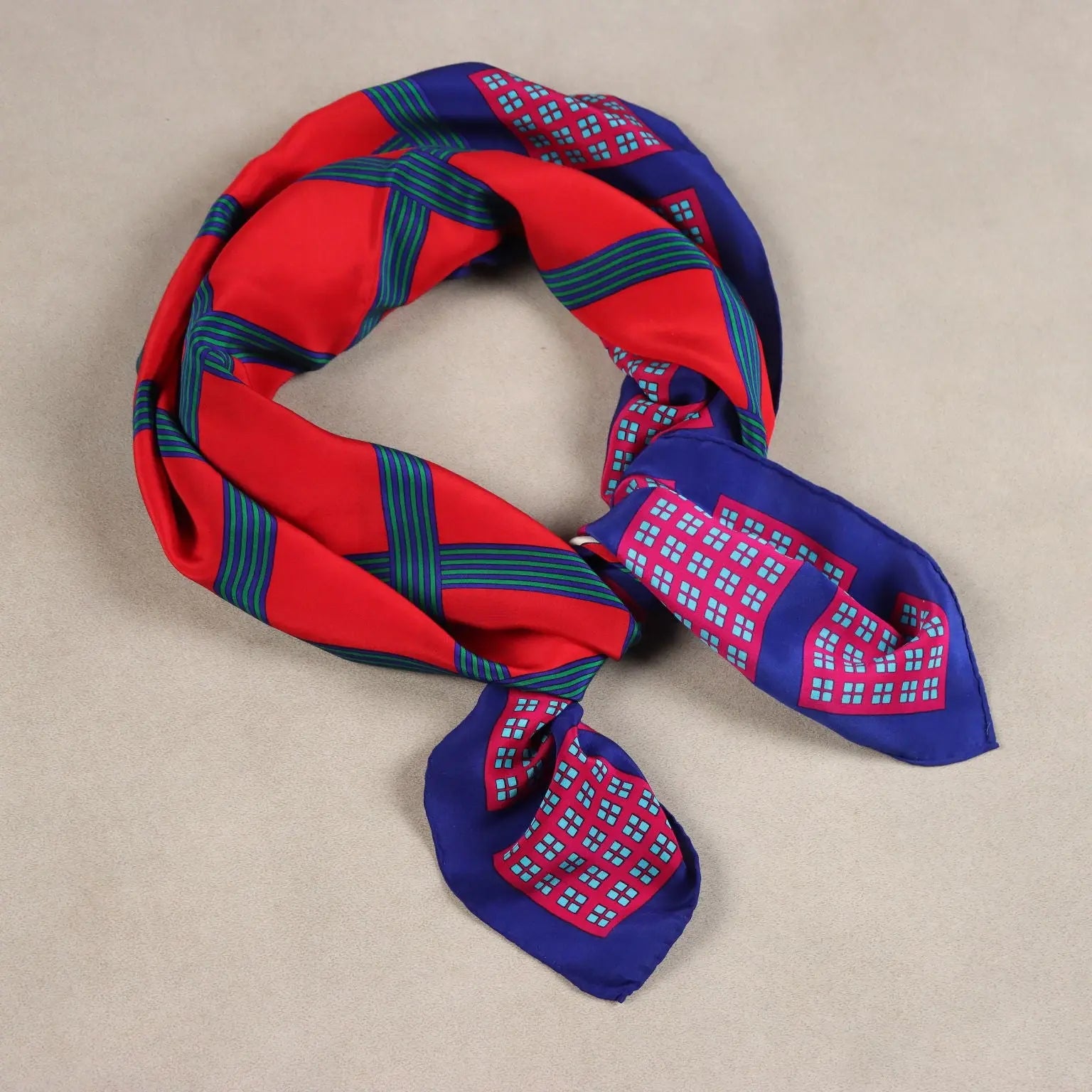 Yves Saint Laurent Vintage Geometric Scarf France 1970s-1980s