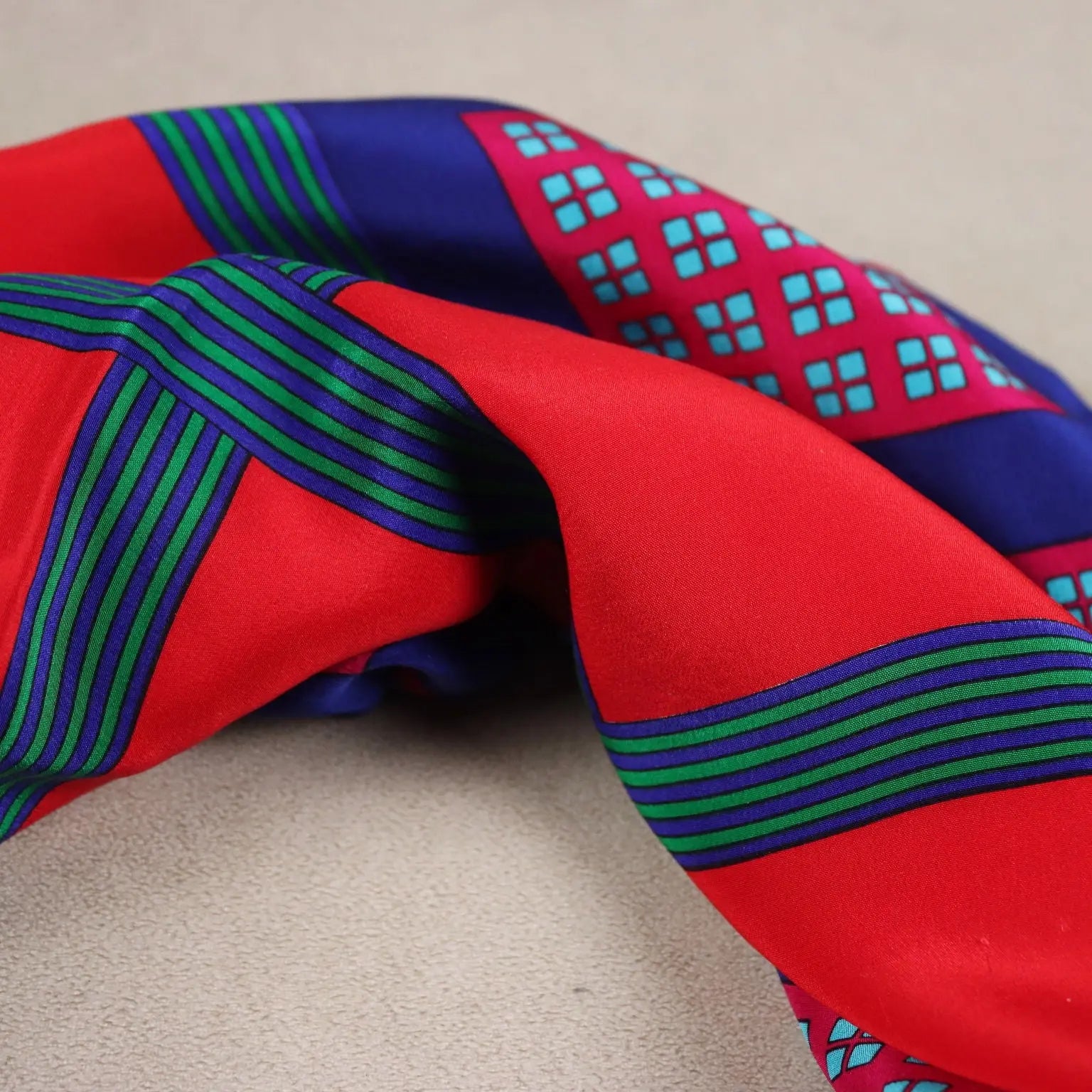 Yves Saint Laurent Vintage Geometric Scarf France 1970s-1980s