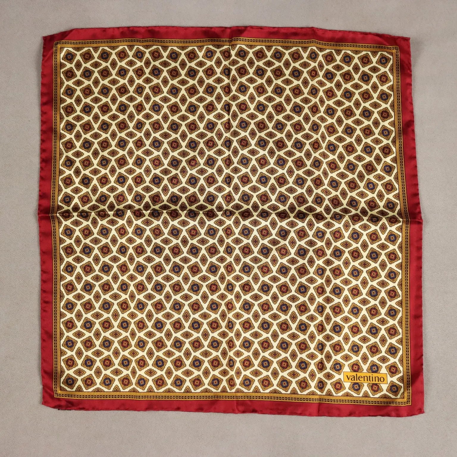 Vintage Valentino Scarf Silk Geometric Multicoloured Italy 1980s