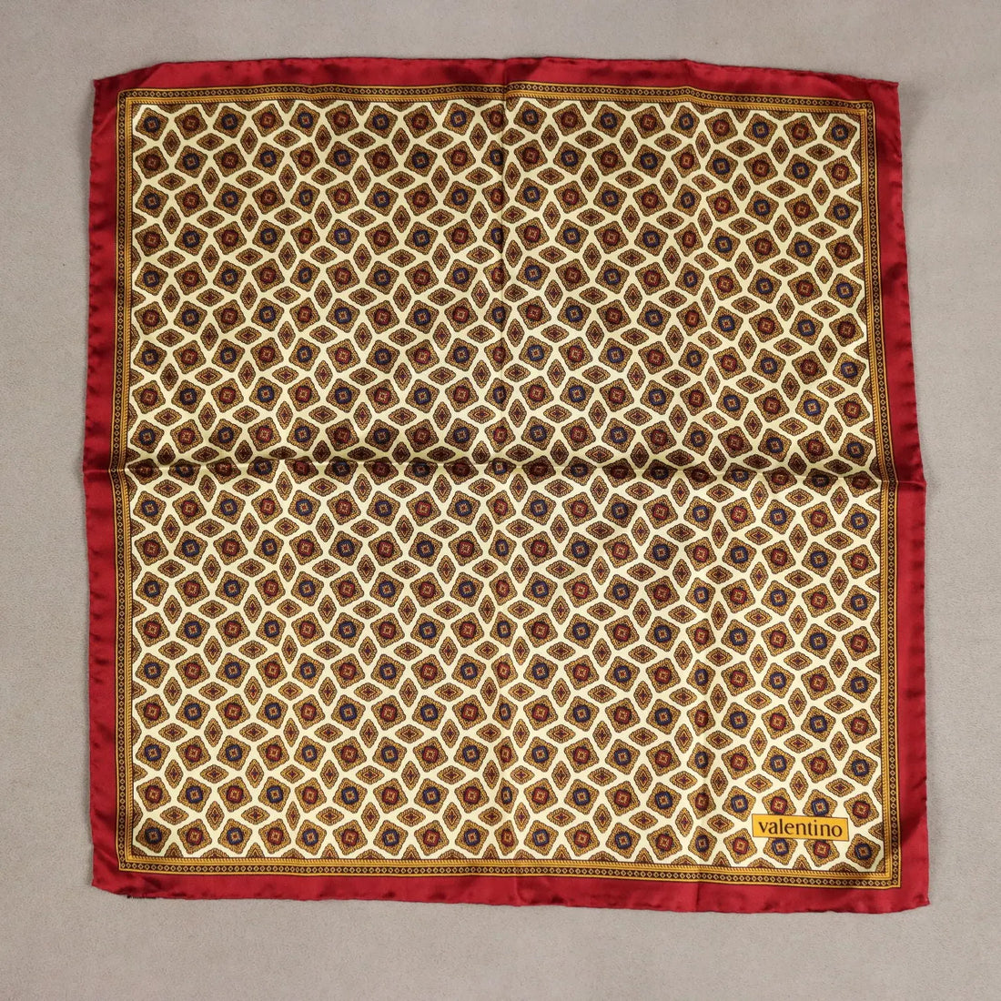 Vintage Valentino Scarf Silk Geometric Multicoloured Italy 1980s