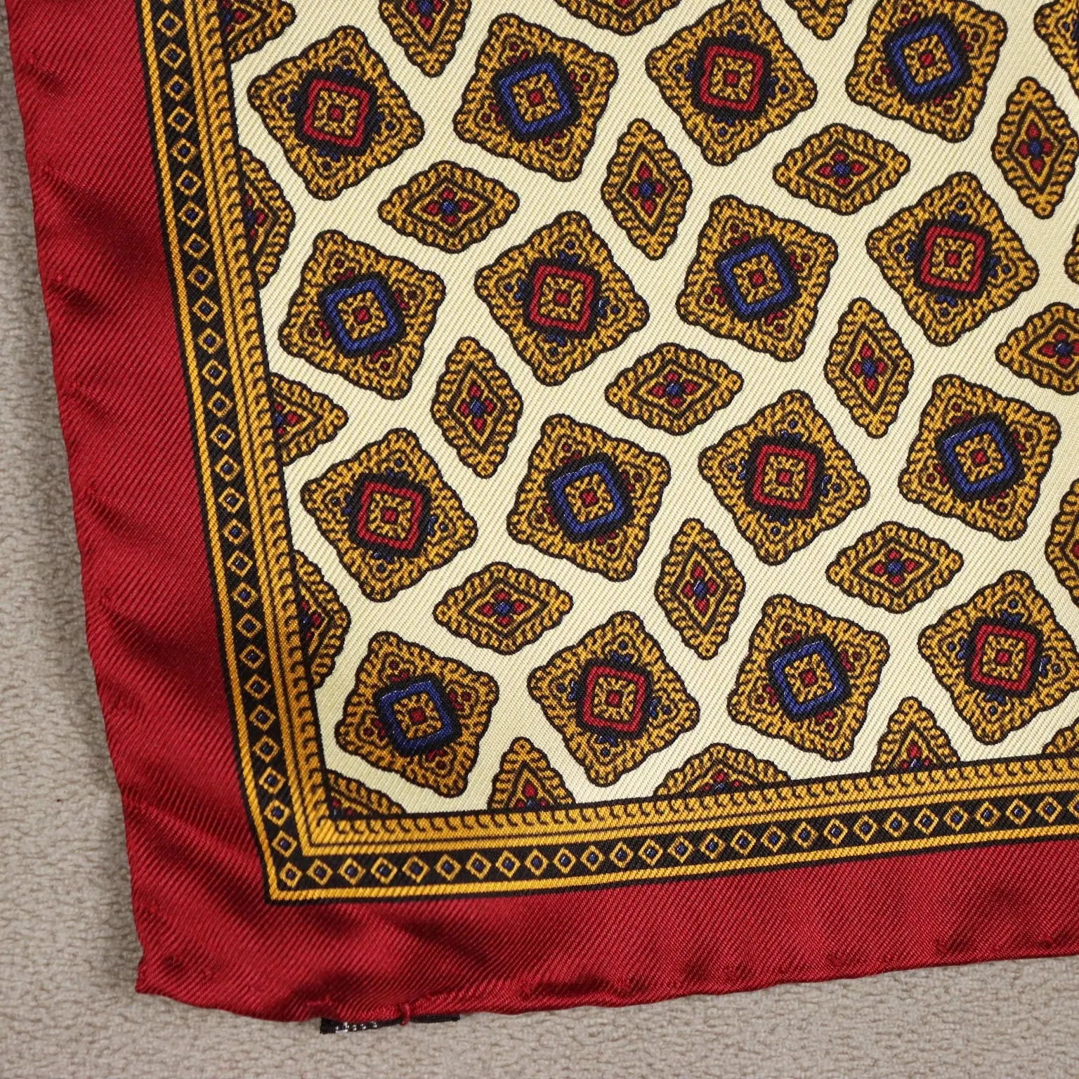 Vintage Valentino Scarf Silk Geometric Multicoloured Italy 1980s
