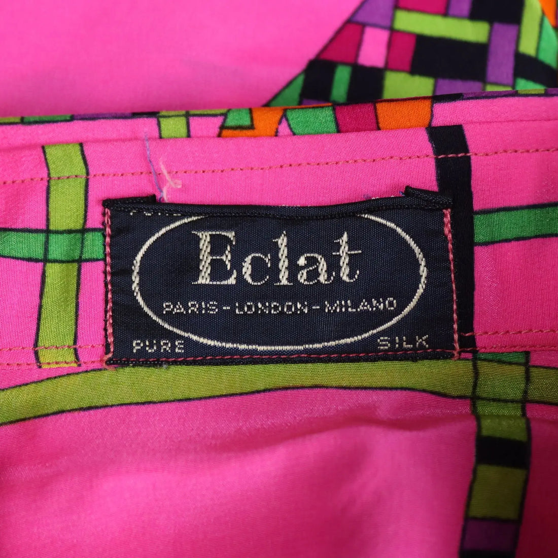 Vintage Eclat Suit Silk Geometric Pattern UK Size 14 Italy 1970s