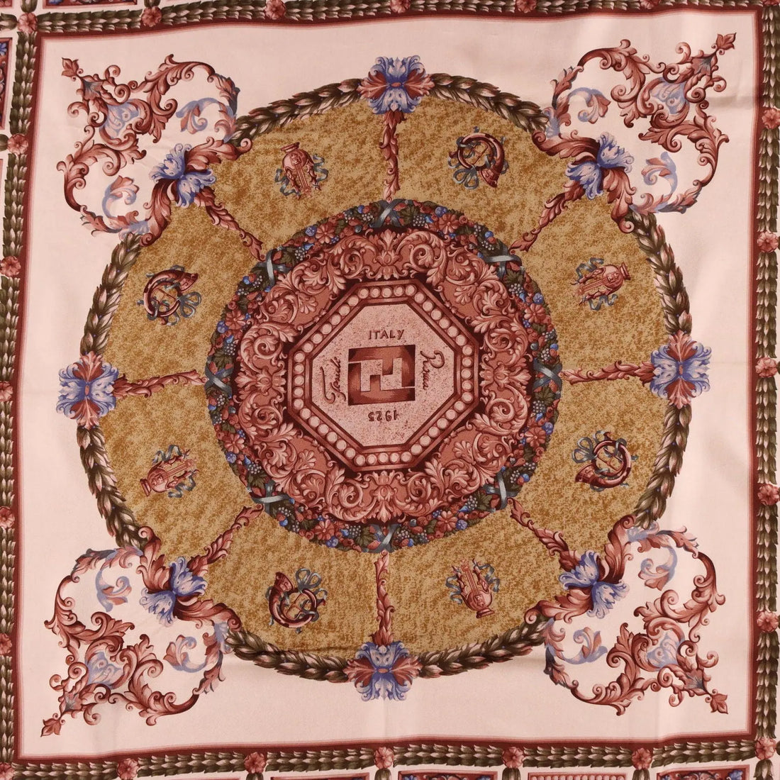 Fendi Vintage Scarf Silk Baroque Print Italy 1980s-1990s