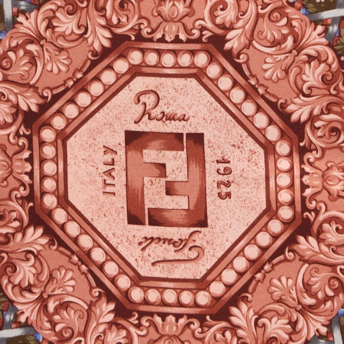Fendi Vintage Scarf Silk Baroque Print Italy 1980s-1990s
