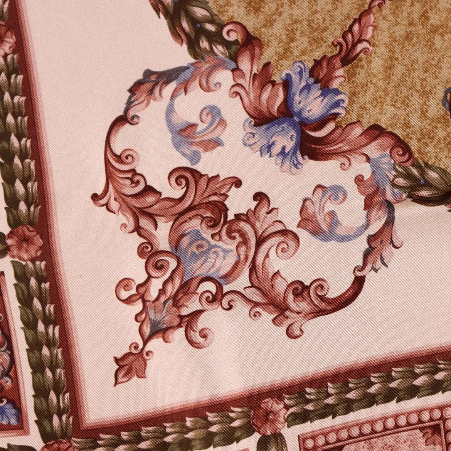 Fendi Vintage Scarf Silk Baroque Print Italy 1980s-1990s