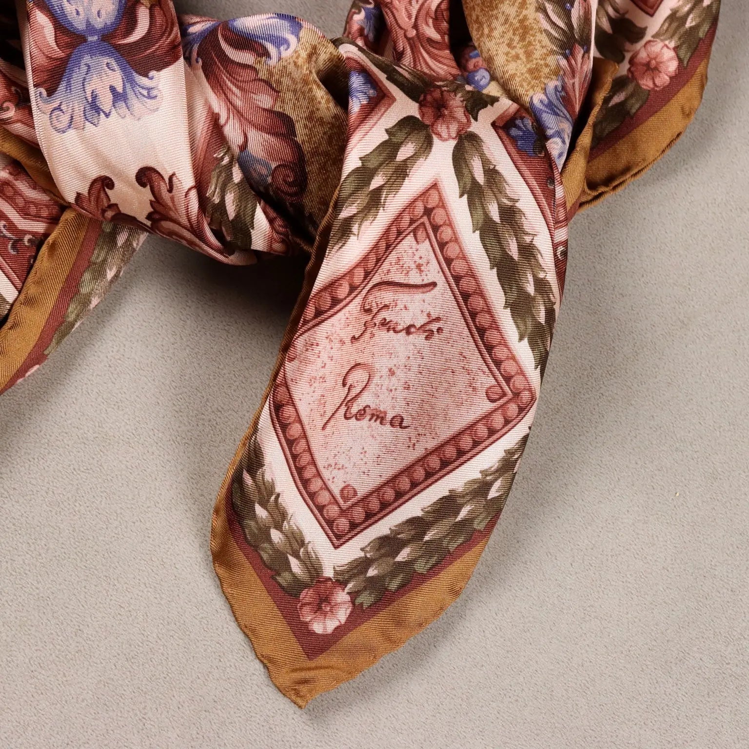 Fendi Vintage Scarf Silk Baroque Print Italy 1980s-1990s