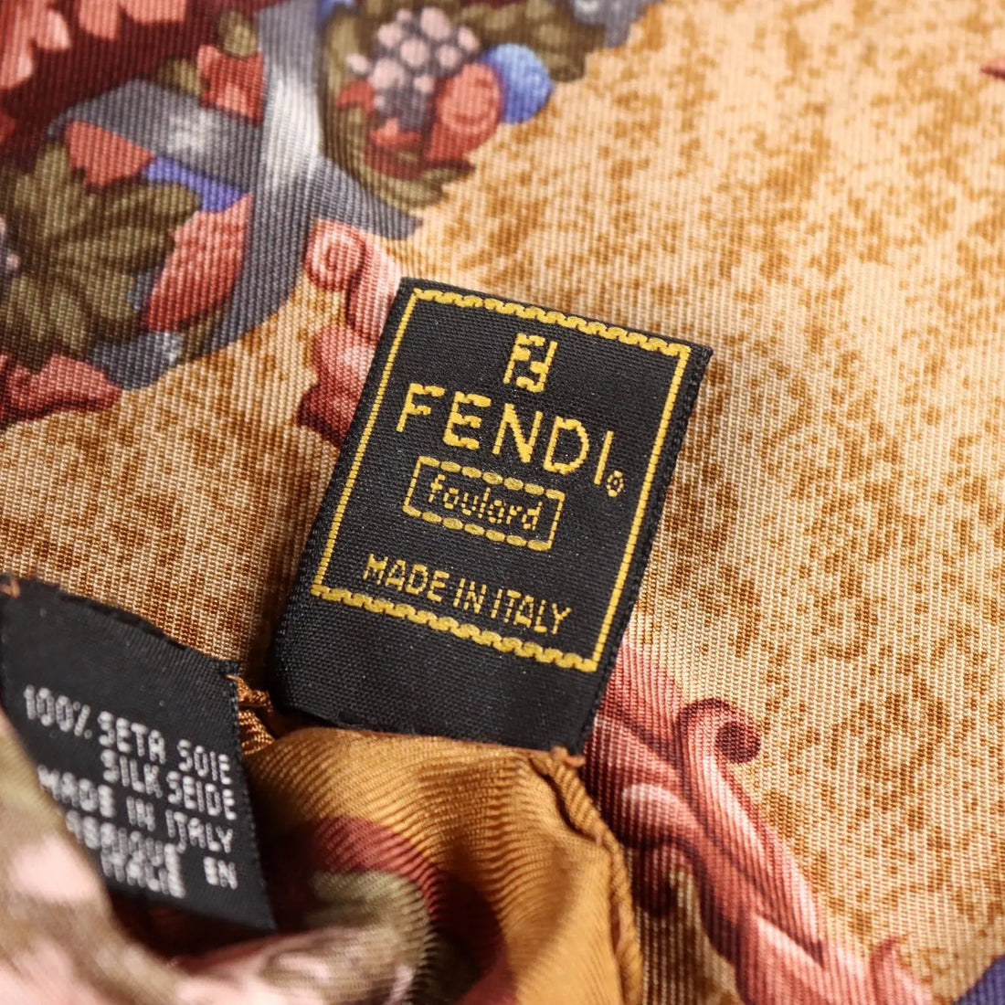 Fendi Vintage Scarf Silk Baroque Print Italy 1980s-1990s