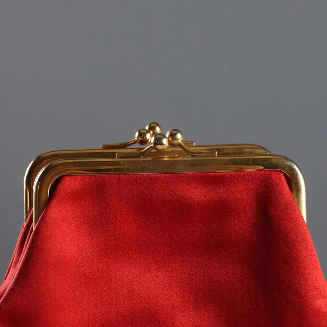 Vintage Biki Handbag Red Satin Metal Italy 1950s-1960s