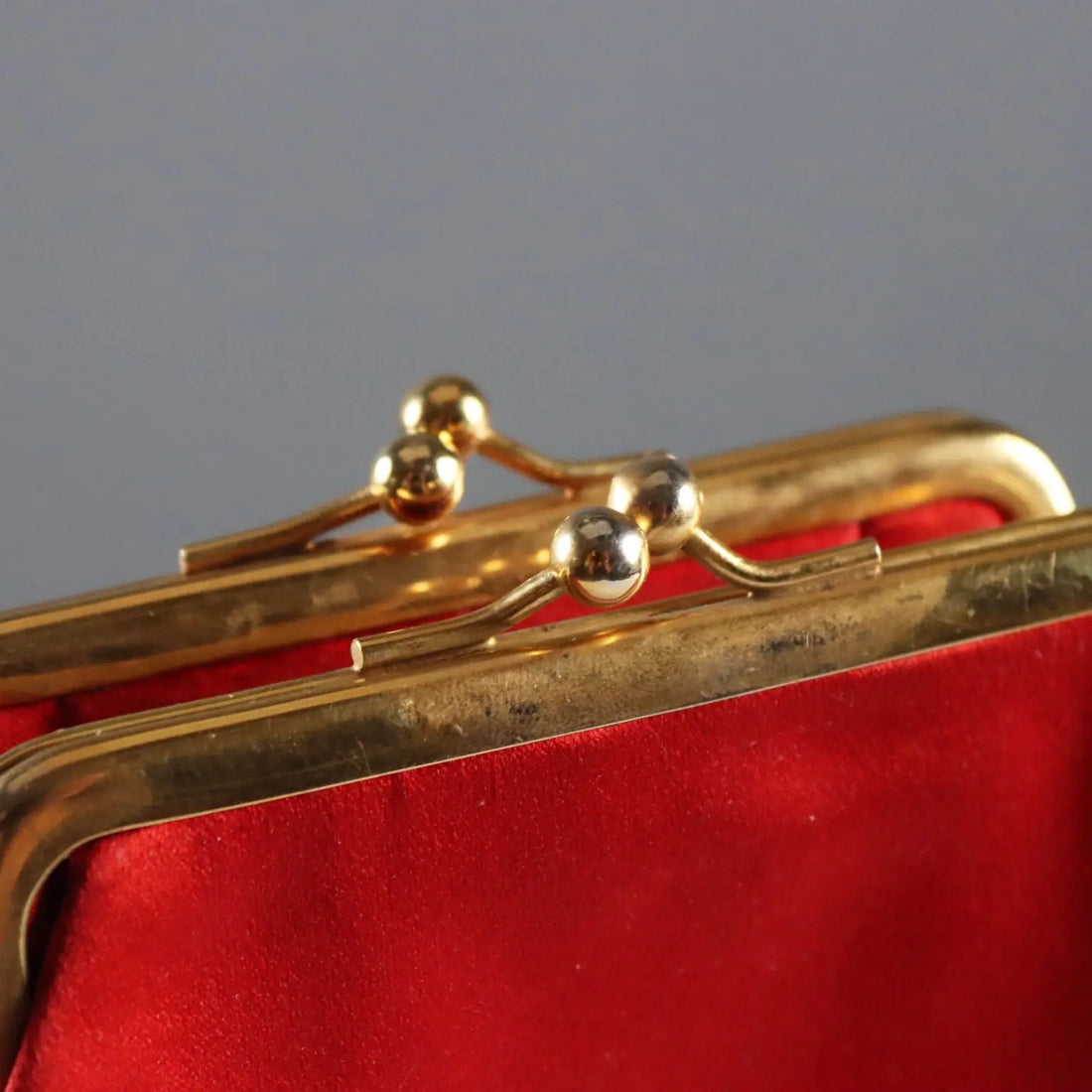 Vintage Biki Handbag Red Satin Metal Italy 1950s-1960s