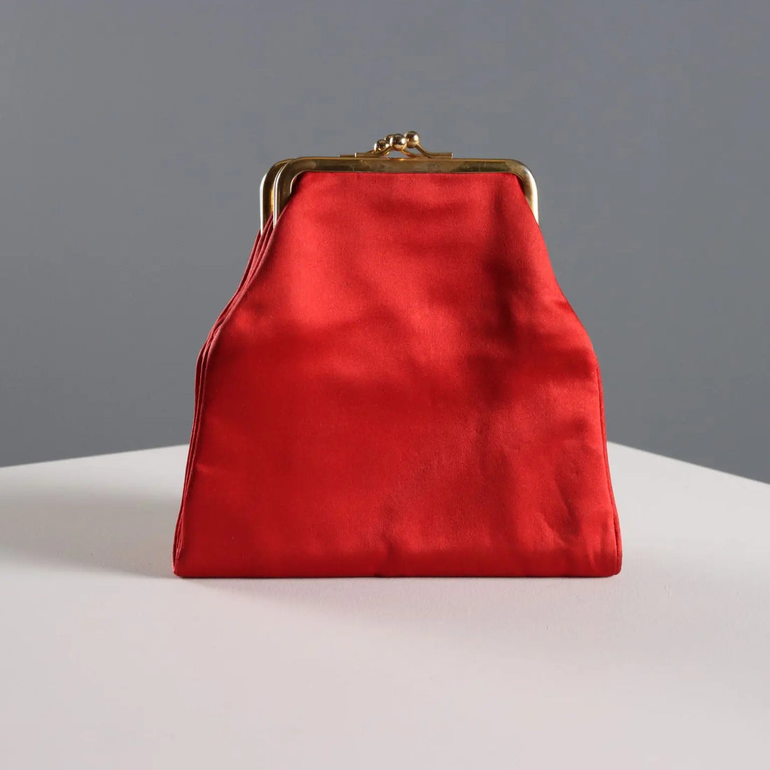 Vintage Biki Handbag Red Satin Metal Italy 1950s-1960s