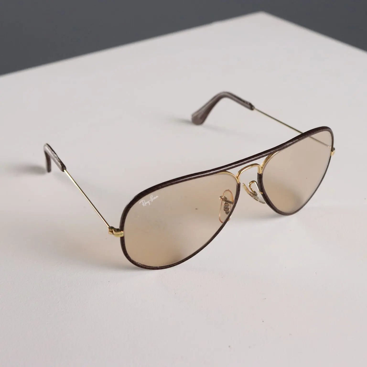 Vintage Ray-Ban Sunglasses Metal Leather United States 1980s-90s