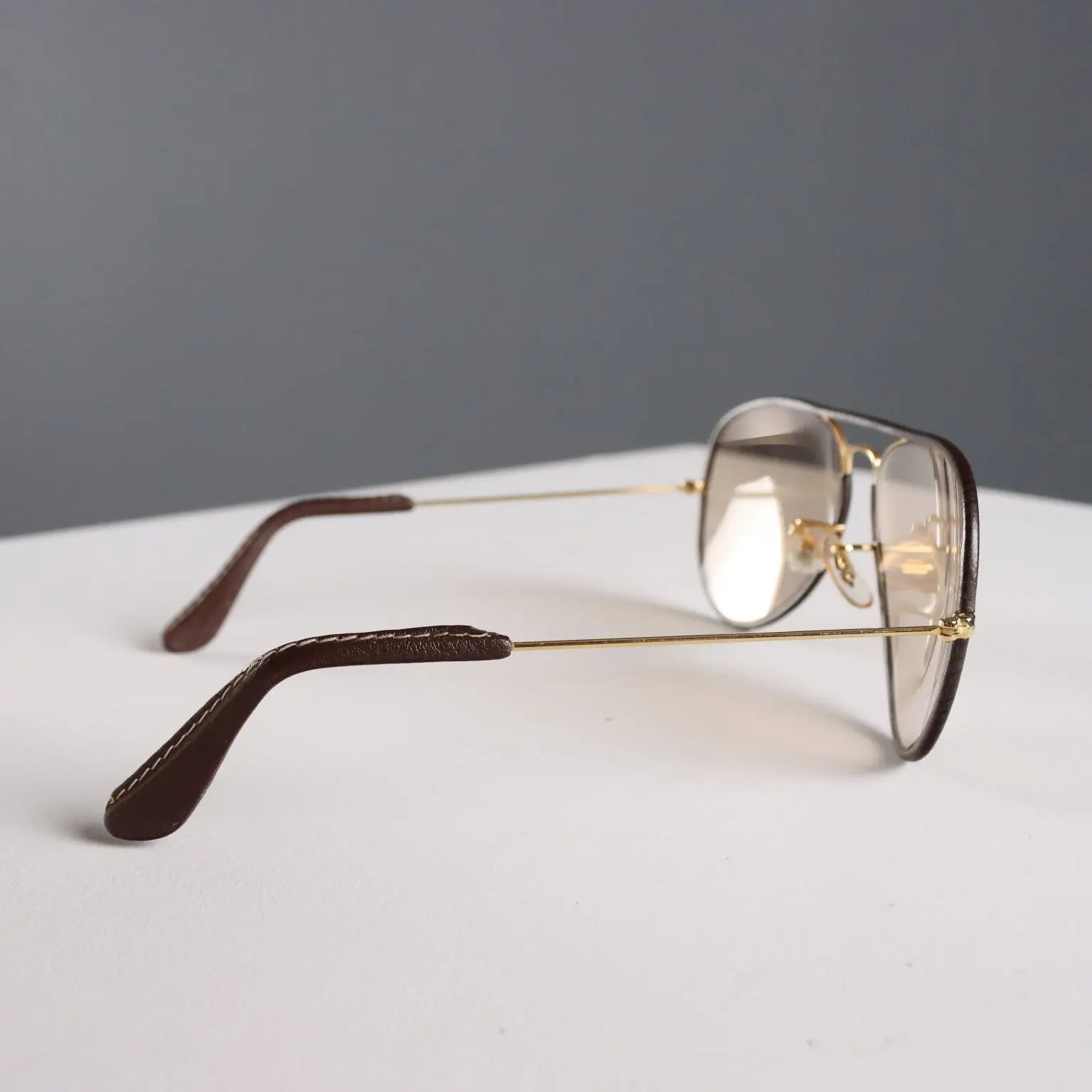 Vintage Ray-Ban Sunglasses Metal Leather United States 1980s-90s