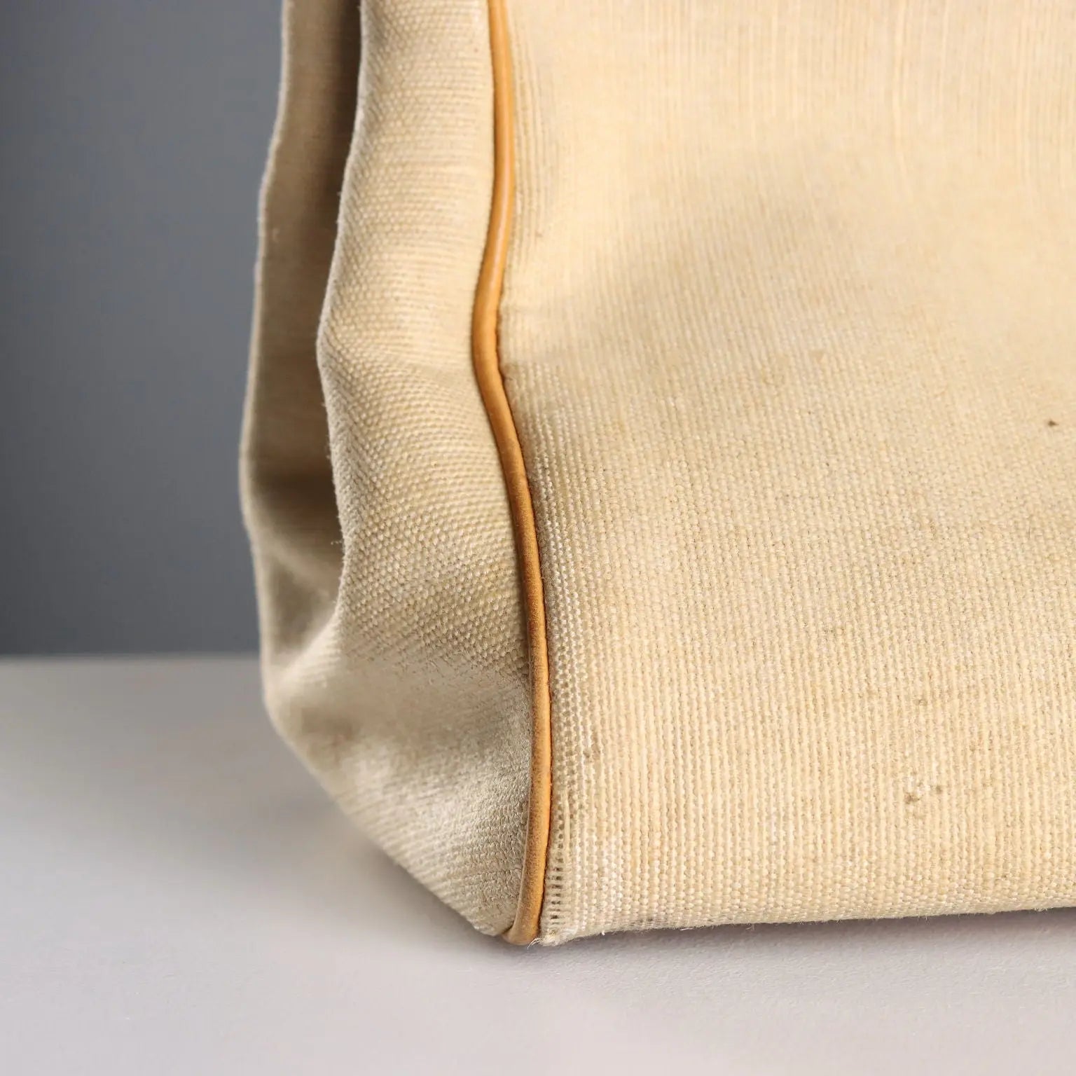 Valextra Cube Bag Vintage Canvas Leather Italy 1980s-1990s